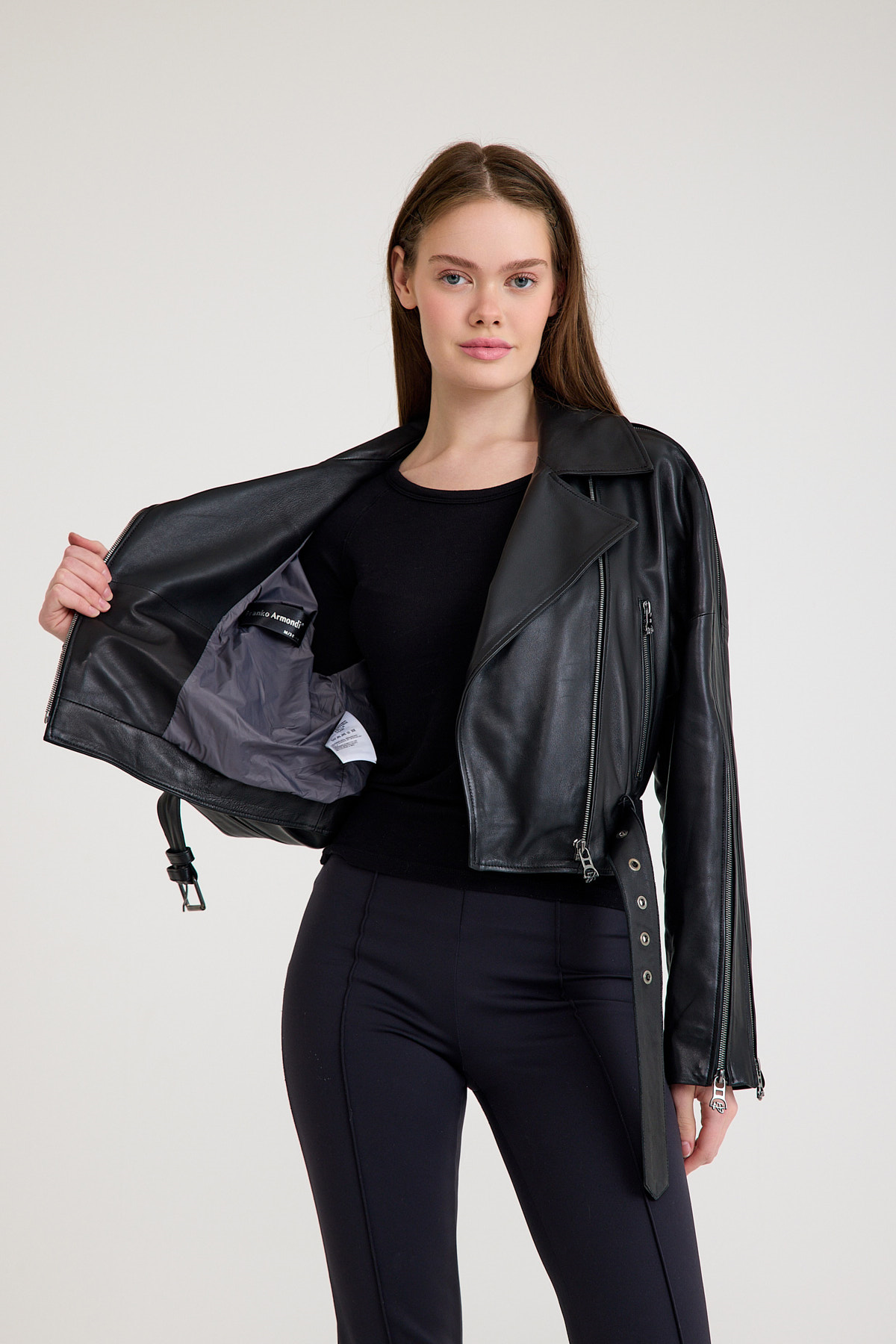 Oversize Biker Bayan Deri Ceket – VB-8 BK-2518 - 23350