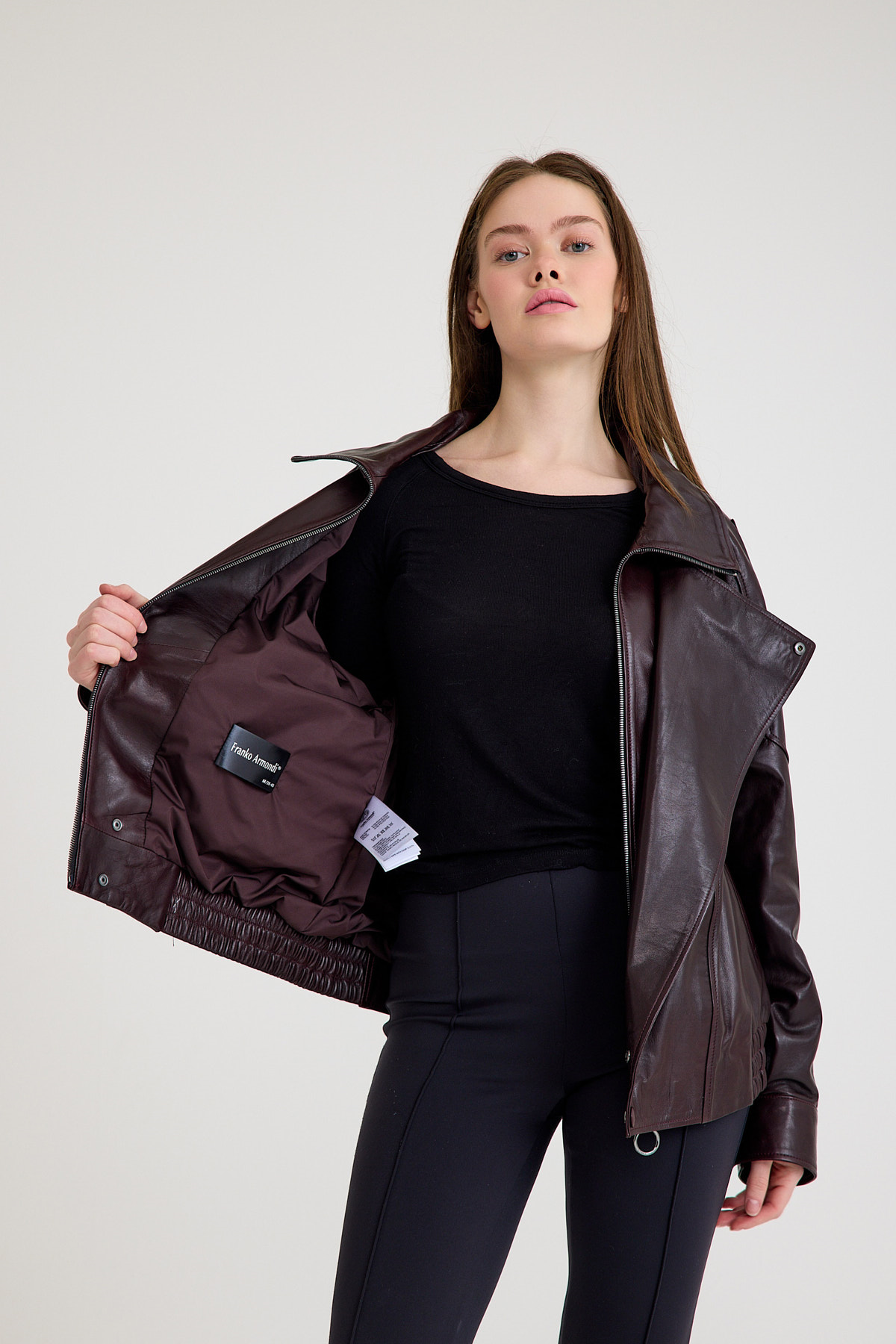 Oversize Kısa Bayan Deri Ceket – VB-14-BK-2847-24115