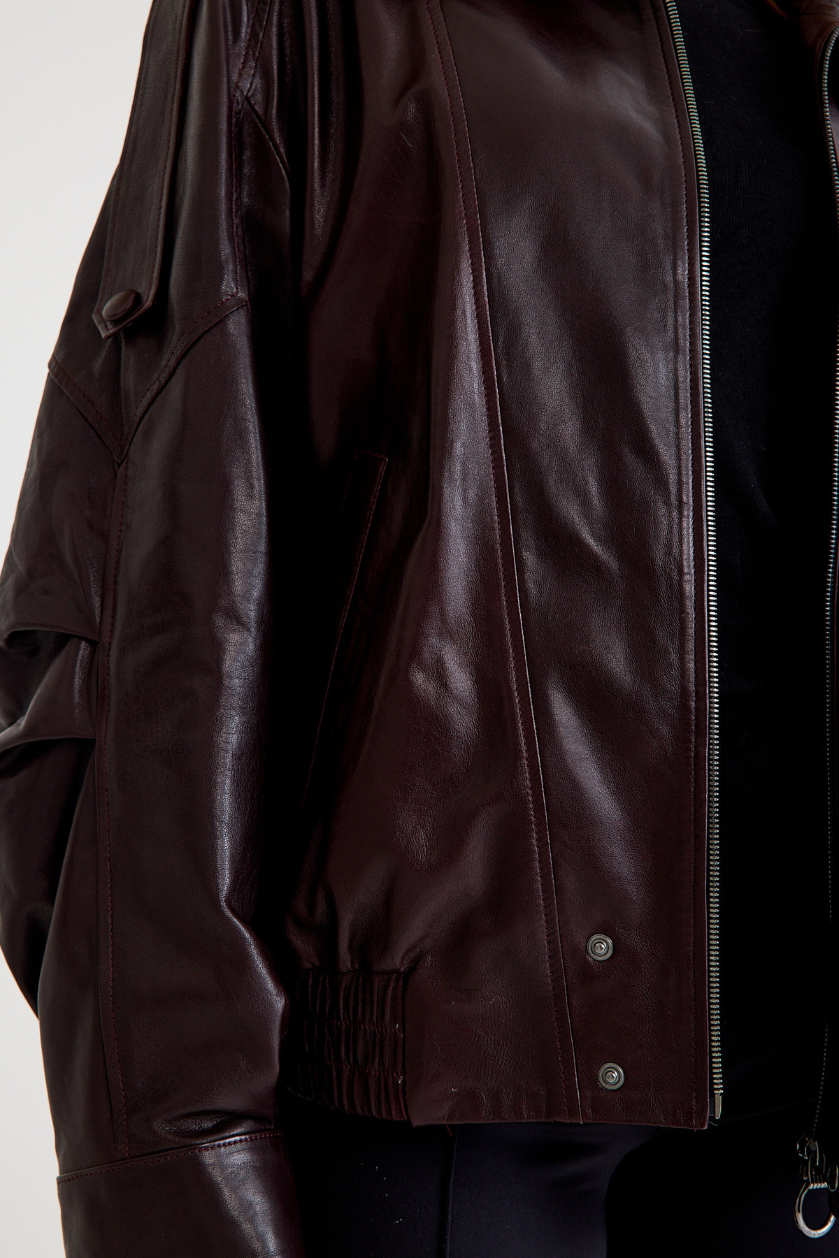 Oversize Kısa Bayan Deri Ceket – VB-14-BK-2847-24115