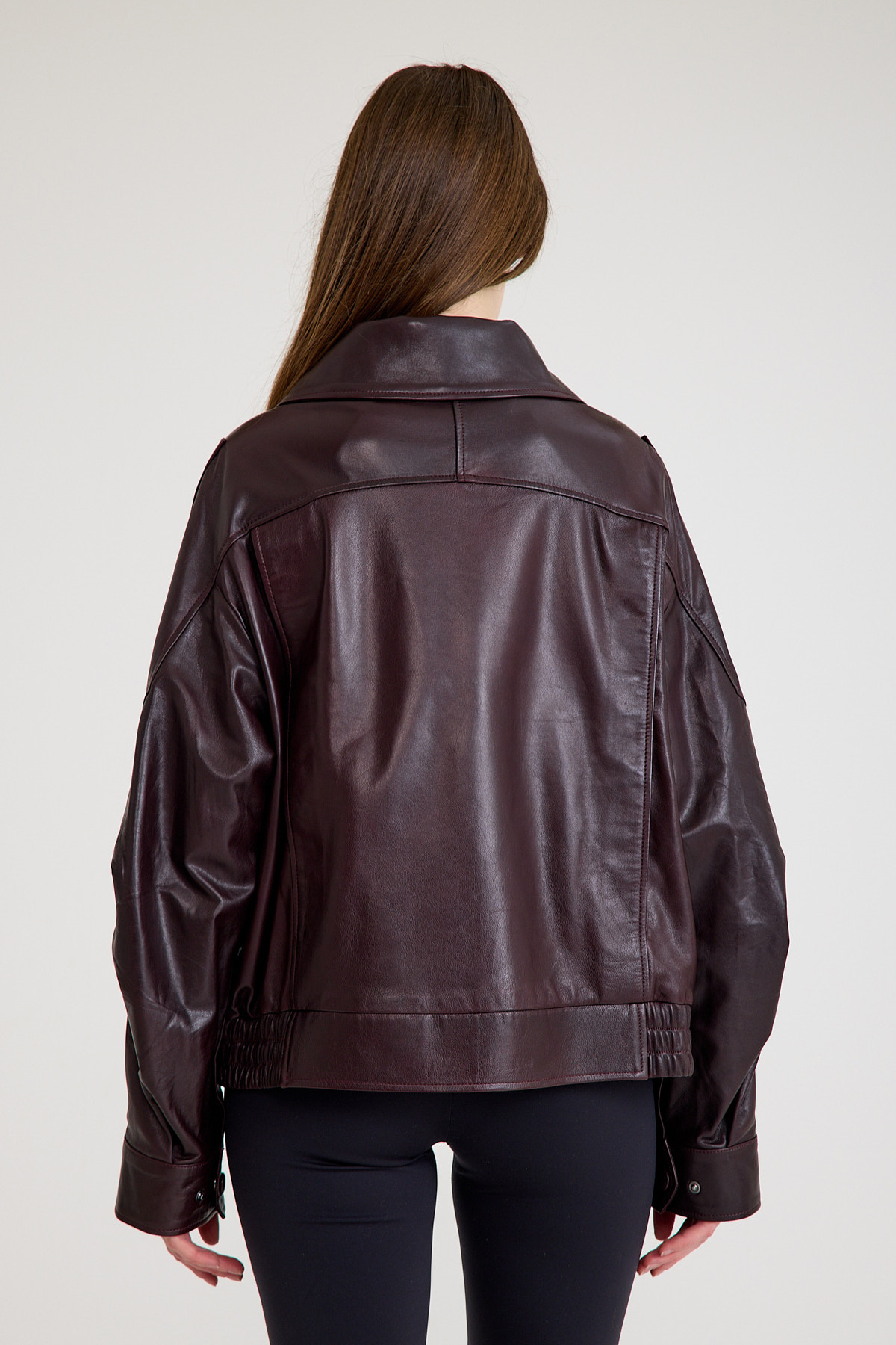 Oversize Kısa Bayan Deri Ceket – VB-14-BK-2847-24115