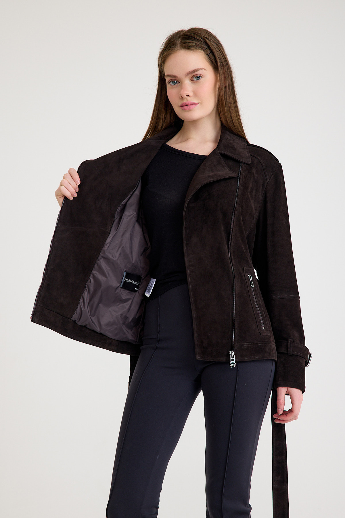 Regular Biker Bayan Süet Deri Ceket – VB-4 BO-2699 - 23742