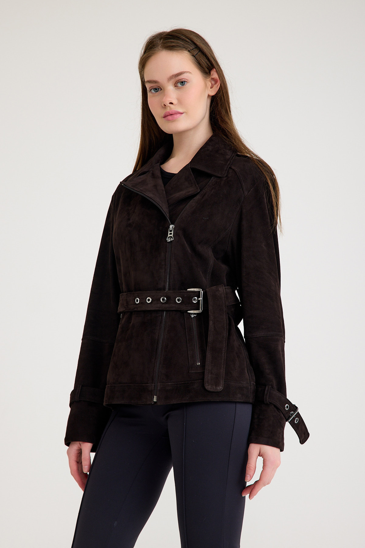 Regular Biker Bayan Süet Deri Ceket – VB-4 BO-2699 - 23742