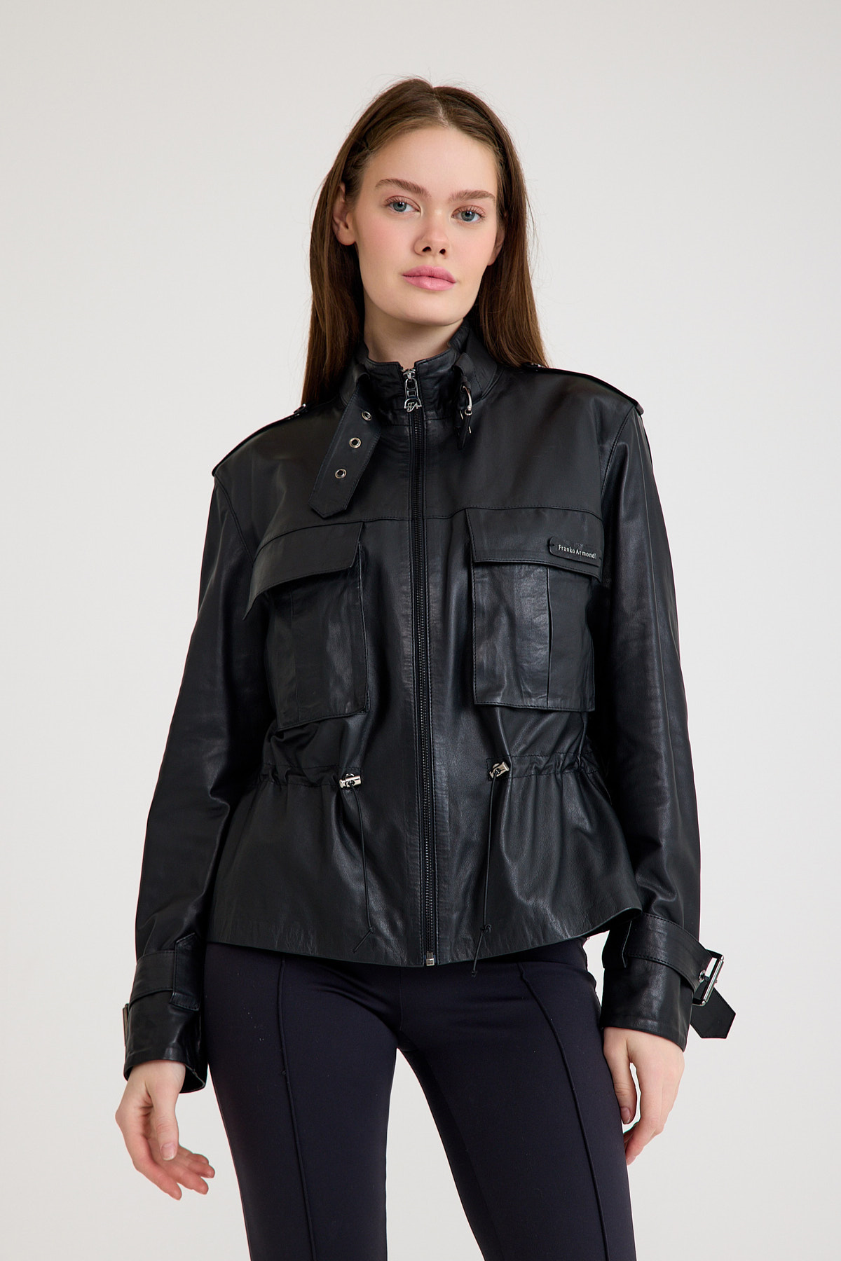 Regular Orta Boy Bayan Deri Ceket – VB-13-BK-2074-22541