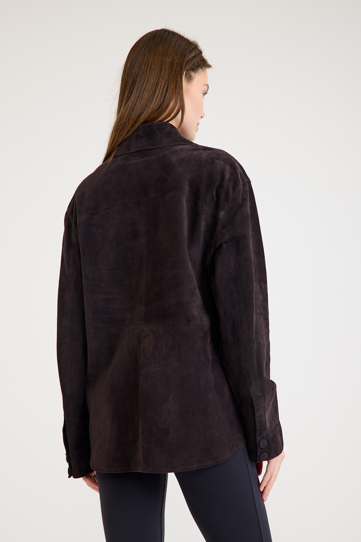 Regular Orta Boy Bayan Süet Deri Ceket – VB-10-BK-2819-24075