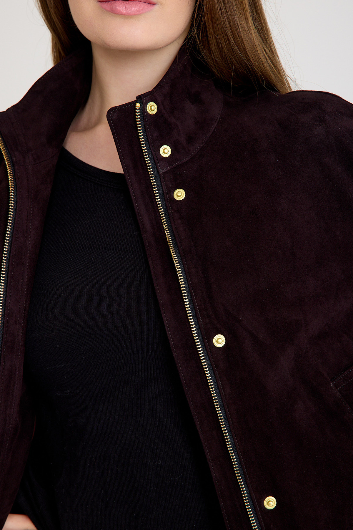 Regular Orta Boy Bayan Süet Deri Ceket – VB-11-BK-2830-24085