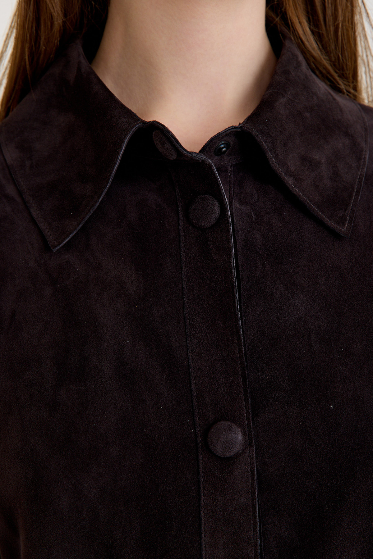 Regular Orta Boy Bayan Süet Deri Ceket – VB-10-BK-2819-24075