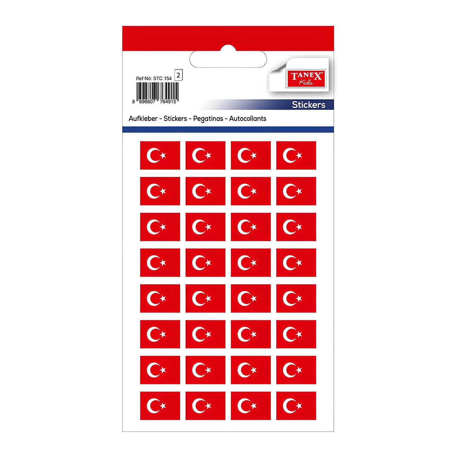 Tanex Yapışkanlı Türk Bayrağı 16x11 mm STC-154