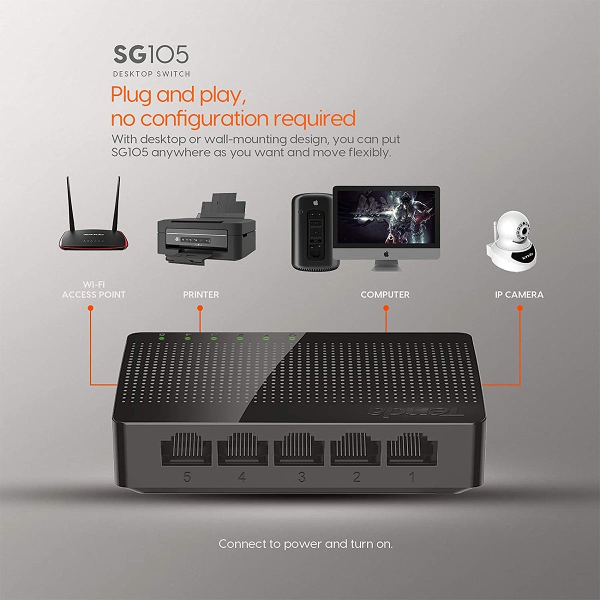 Tenda Switch 5 Port Ethernet 10/100/1000 Gigabit SG105