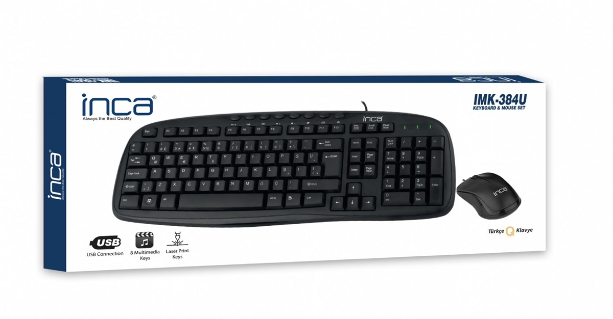 İnca Kablosuz Multimedya Klavye Mouse Set IMK-384U