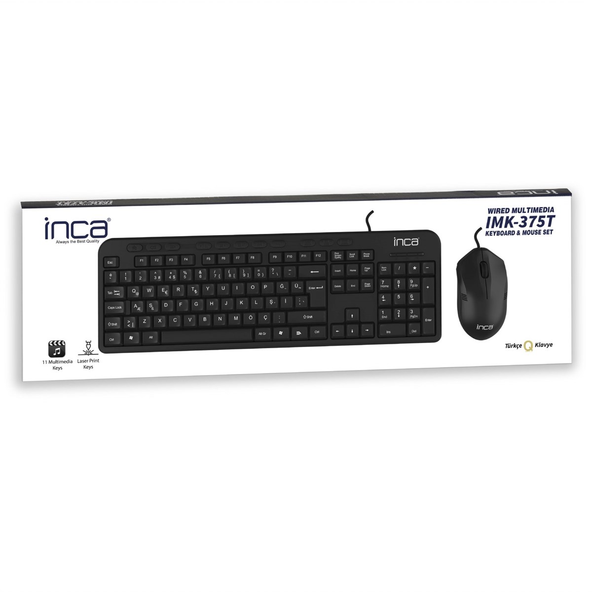 İnca Kablosuz Multimedya Klavye Mouse Set IMK-375T