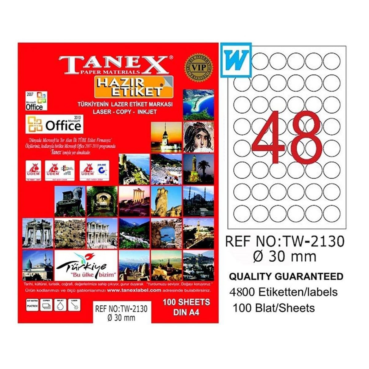 Tanex laser etiket 30mm tw-2130