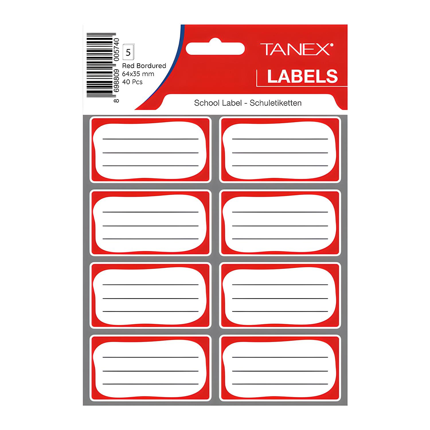 Tanex Bordürlü Okul Etiketi 64x35 mm 5 Sayfa
