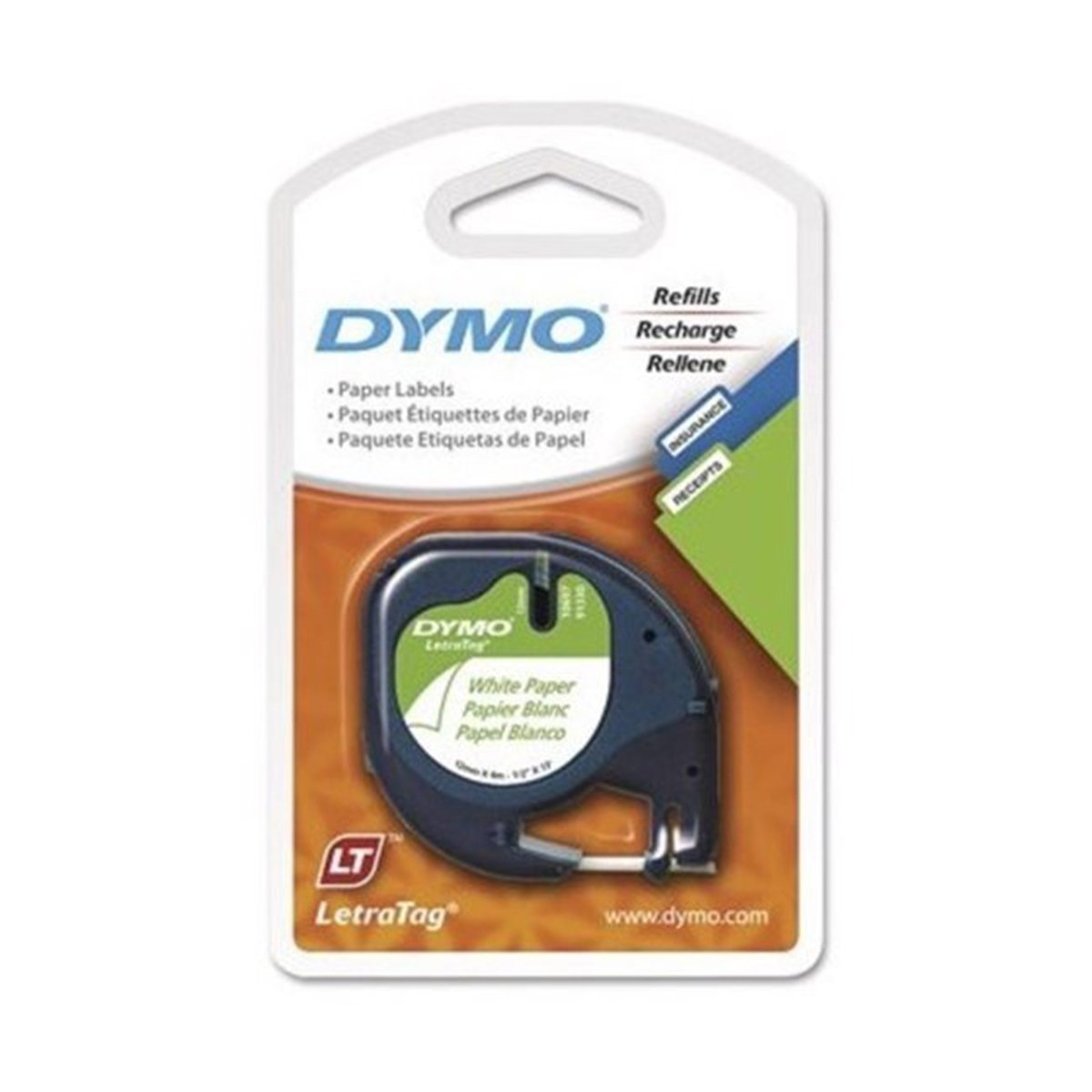 Dymo letratag etiket kağıt d-91200 beyaz 12mmx4m