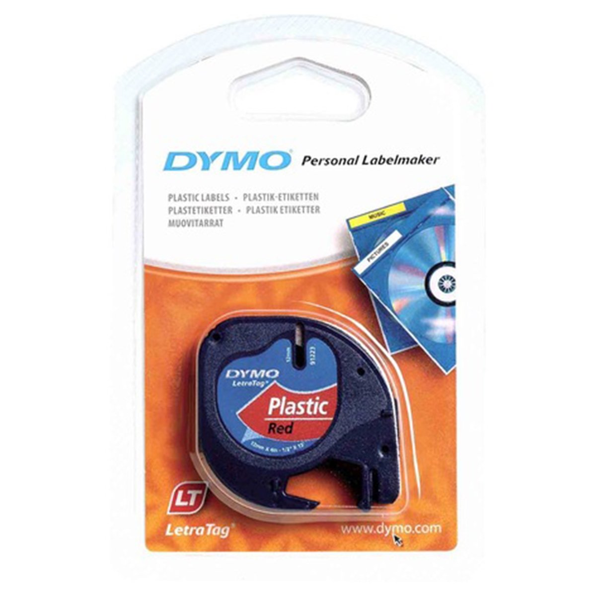 Dymo letratag etiket plastik d-59424kırmızı12mmx4m