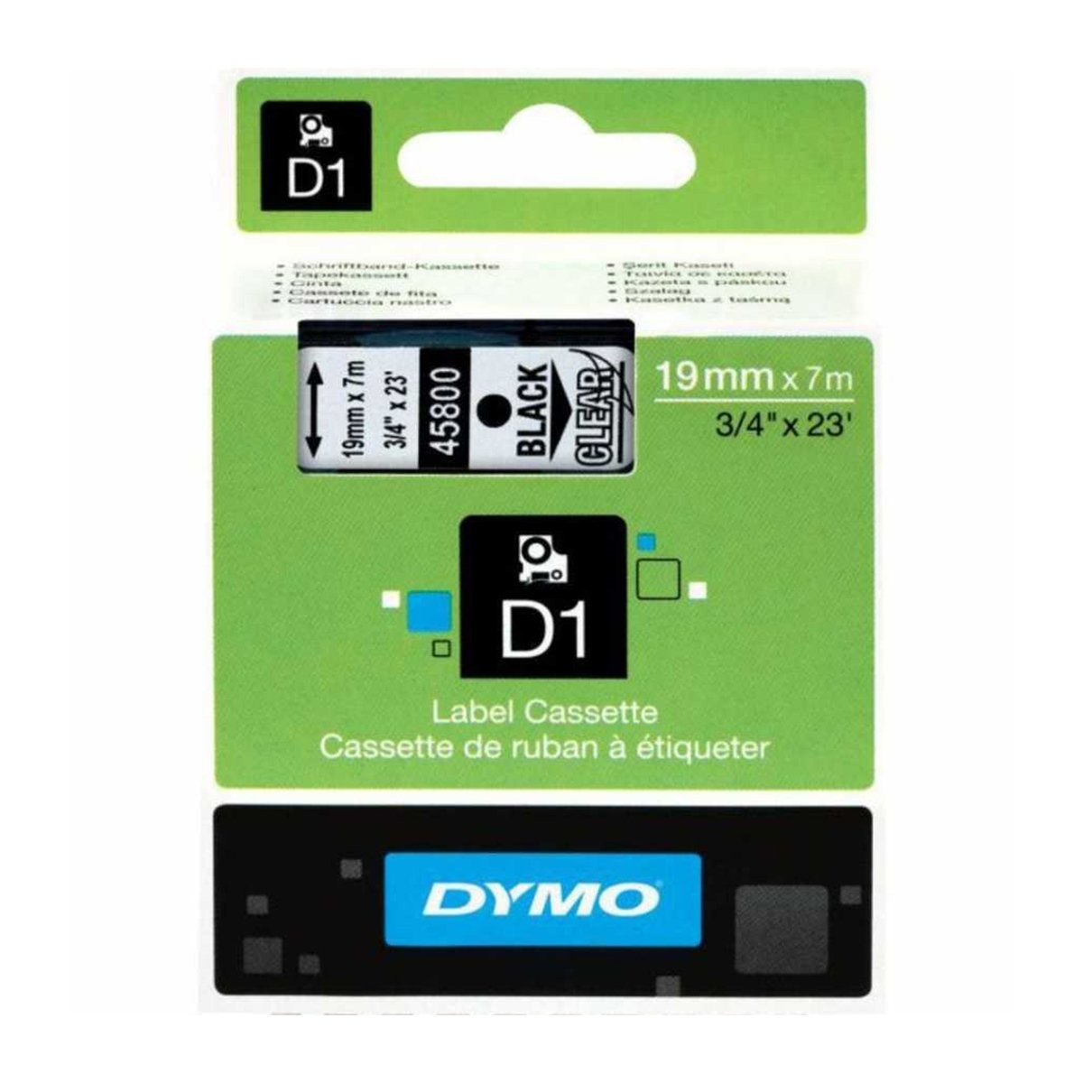 Dymo d1 etiket (d-45800)19x7 şeffaf/siyah