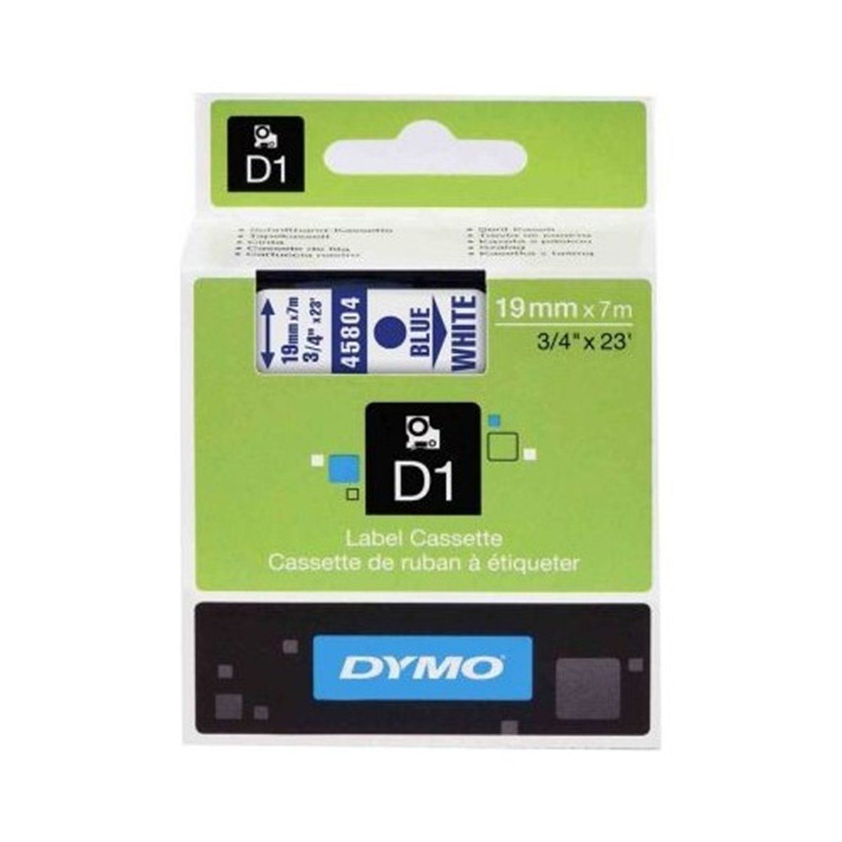 Dymo d1 etiket (d-45804)19x7 beyaz/mavi