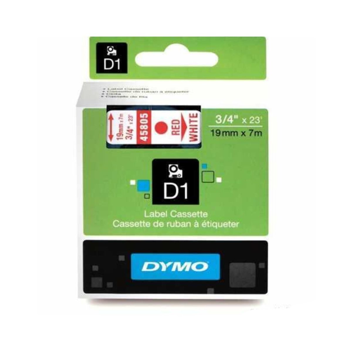 Dymo d1 etiket (d-45805)19x7 beyaz/kırmızı
