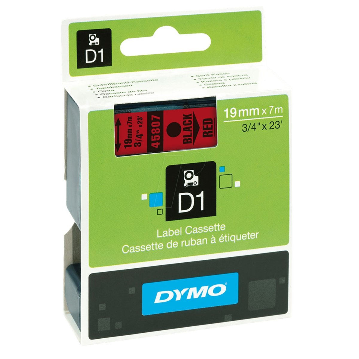 Dymo d1 etiket (d-45807)19x7 kırmızı/siyah