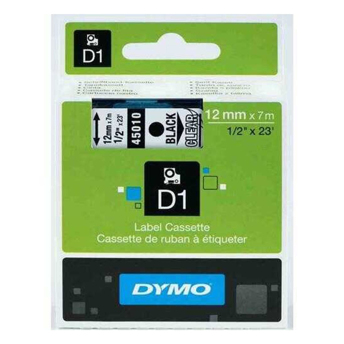 Dymo d1 etiket (d-45010)12x7 şeffaf/siyah
