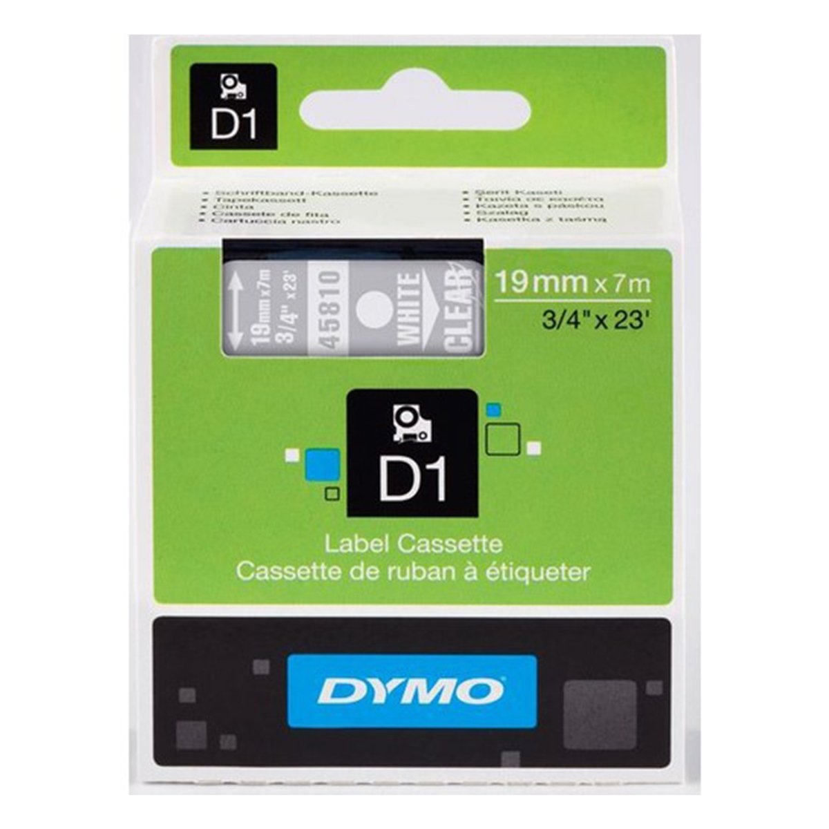 Dymo d1 etiket (d-45810)19x7 White/clear