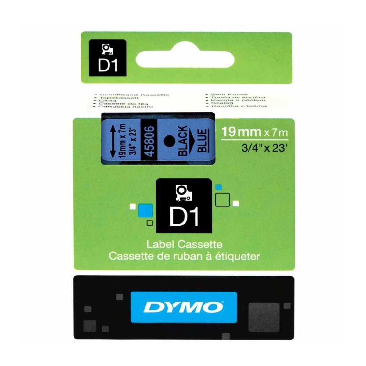 Dymo d1 etiket (d-45806)19x7 mavi/siyah