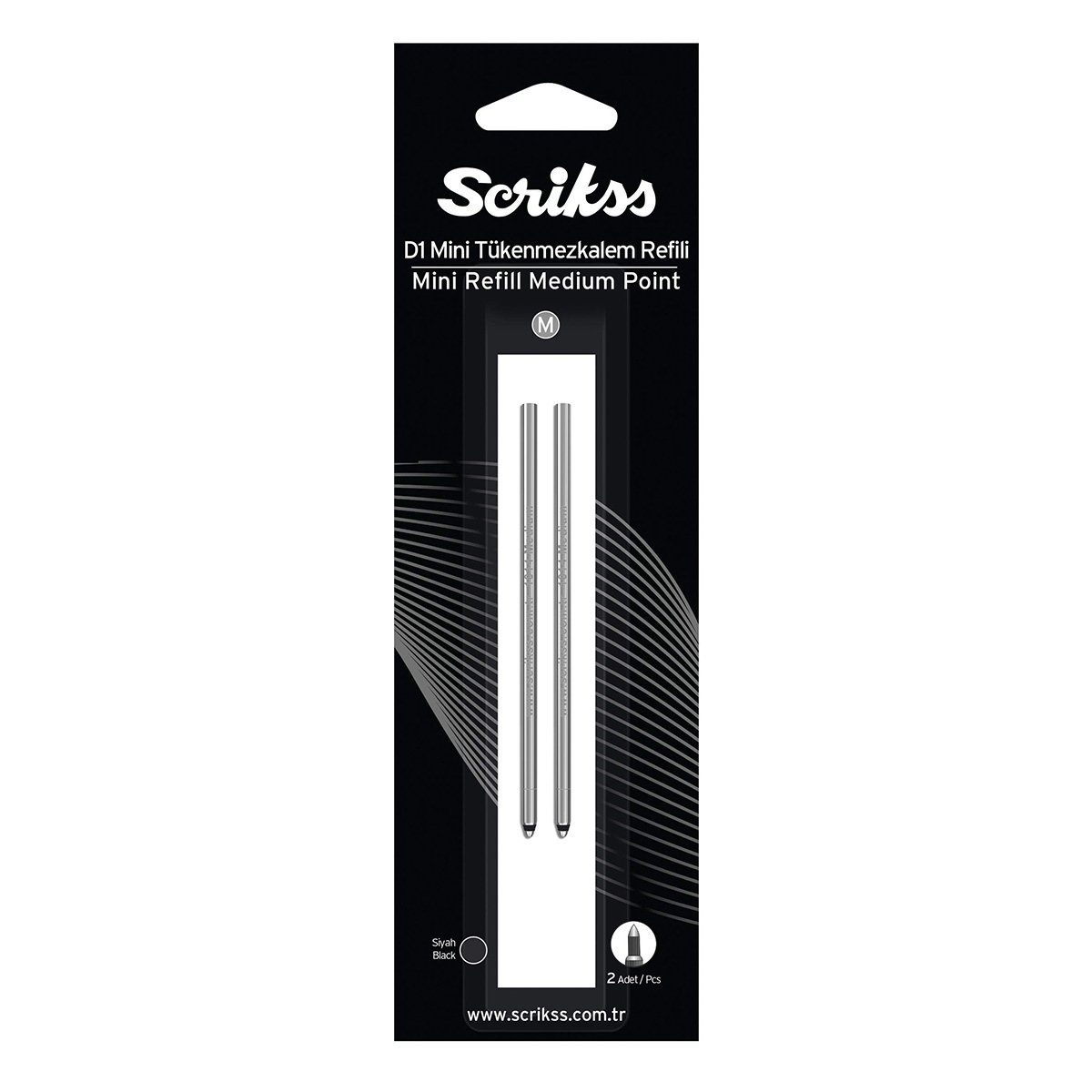 Scrikss refill tükenmez d1 mini siyah 2li bls