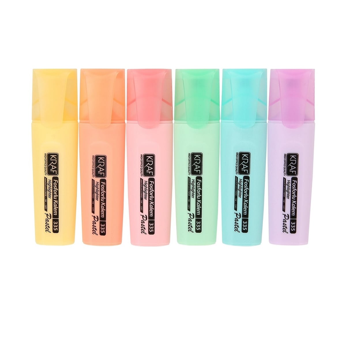 Kraf 6 Lı Fosforlu Kalem seti Pastel Renkler 335