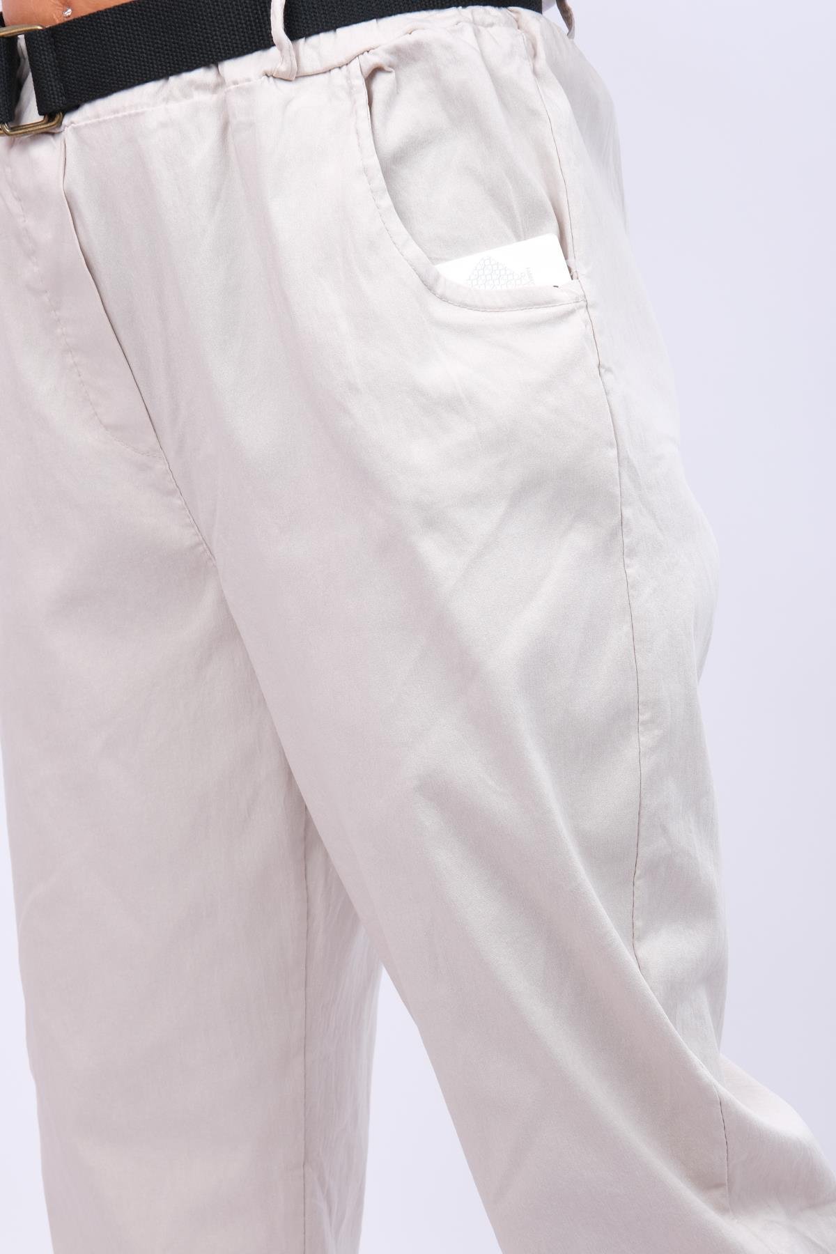 Beli Lastikli Basic Boyfriend Likralı Pantolon Bej RenkPANTOLON