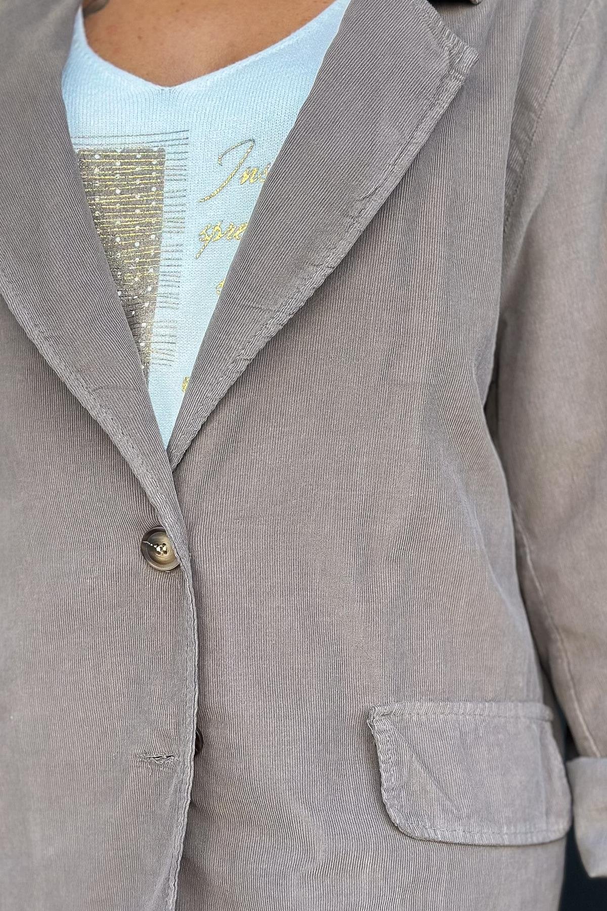 Blazer Kadife Ceket Vizon RenkCEKET