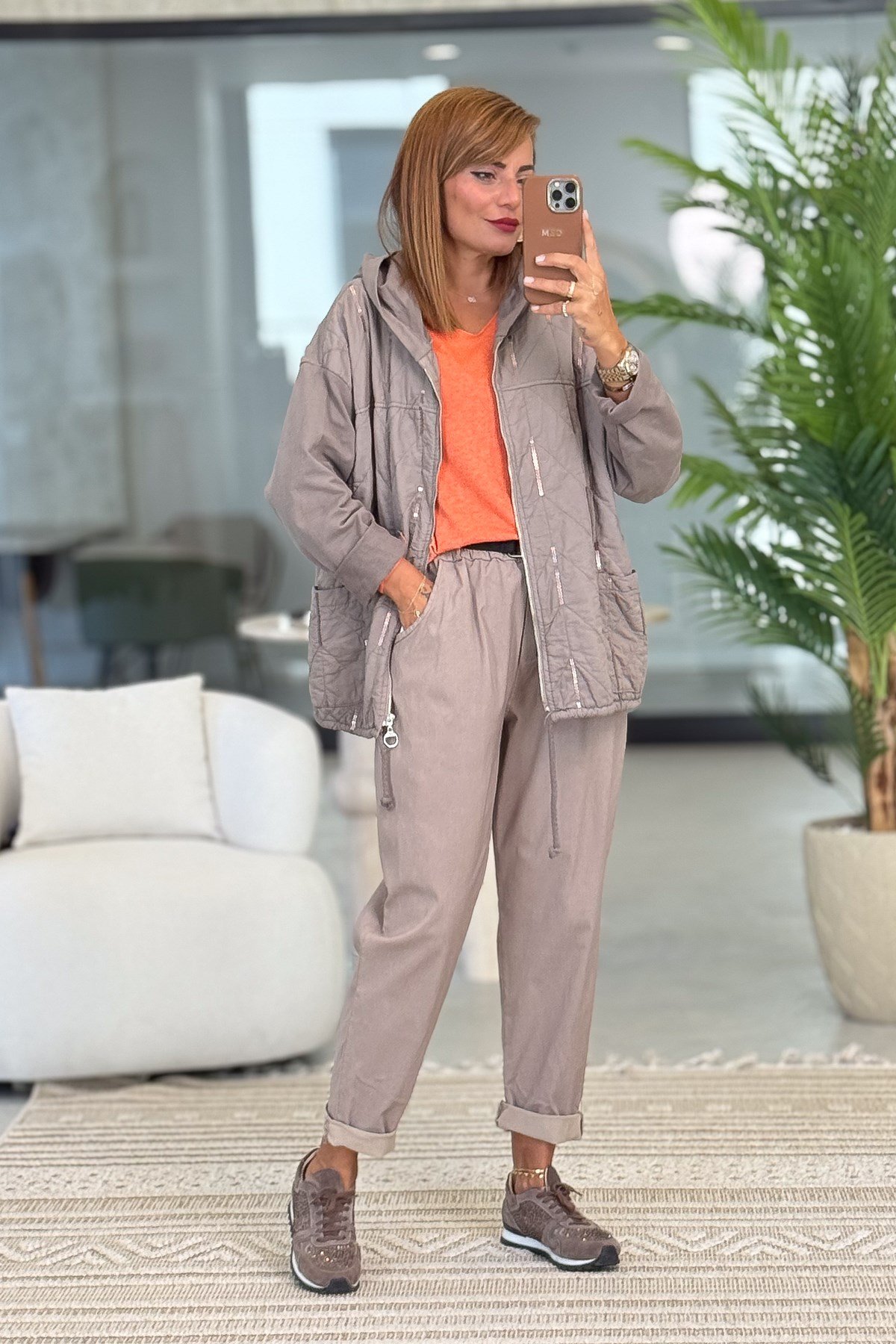 Boyfriend Kalıplı Likralı Viskon Pantolon Vizon RenkPANTOLON