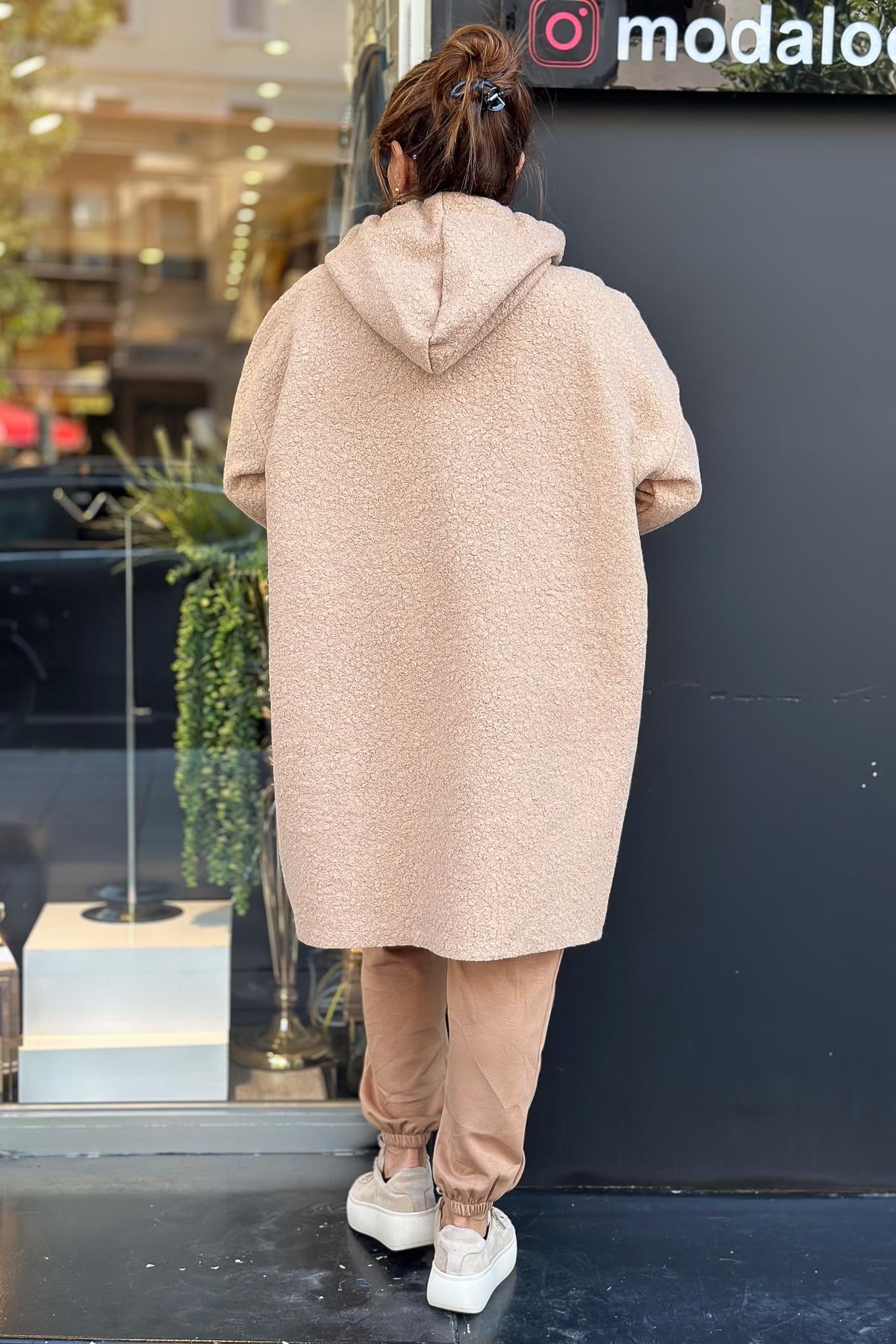 Buklet Kumaş Fermuarlı Kaban Camel RenkMONT & KABAN