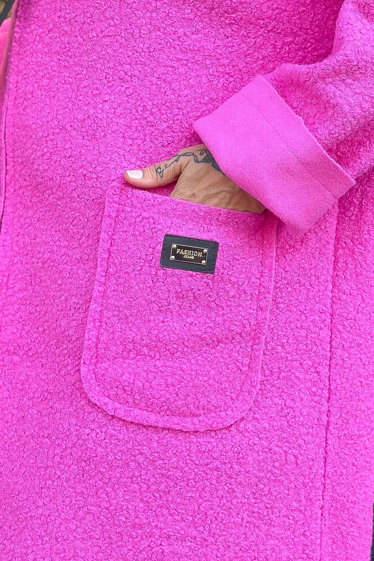 Buklet Kumaş Fermuarlı Kaban Pembe RenkMONT & KABAN