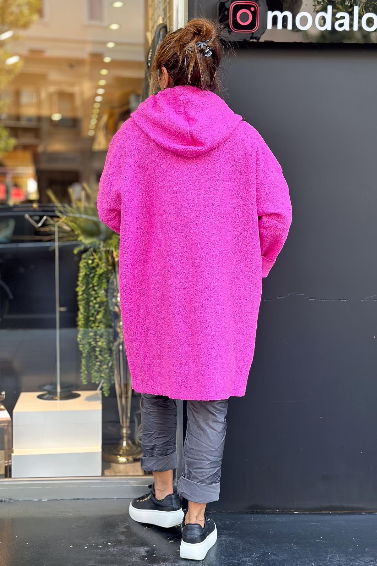 Buklet Kumaş Fermuarlı Kaban Pembe RenkMONT & KABAN