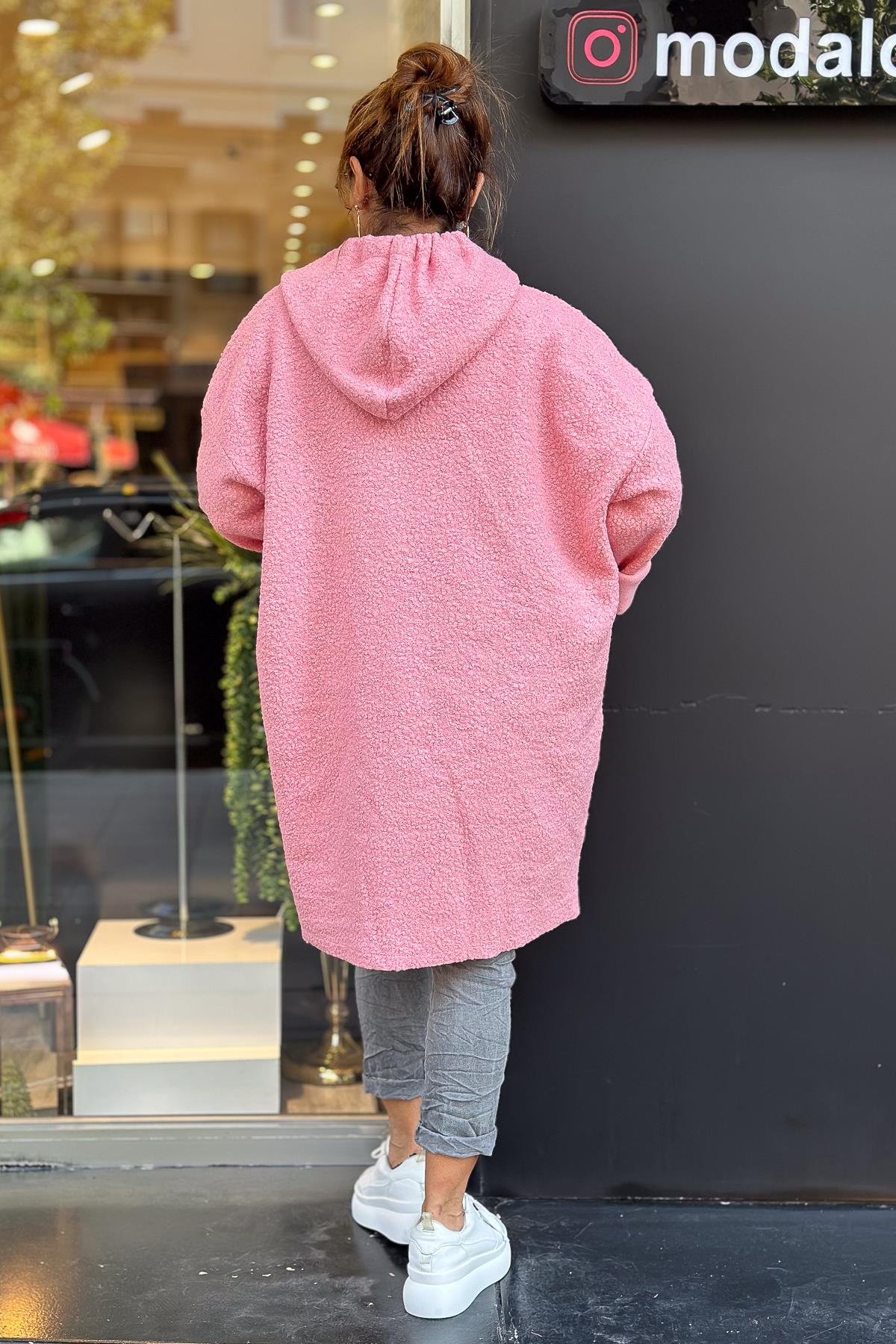 Buklet Kumaş Fermuarlı Kaban Şeker Pembe RenkMONT & KABAN