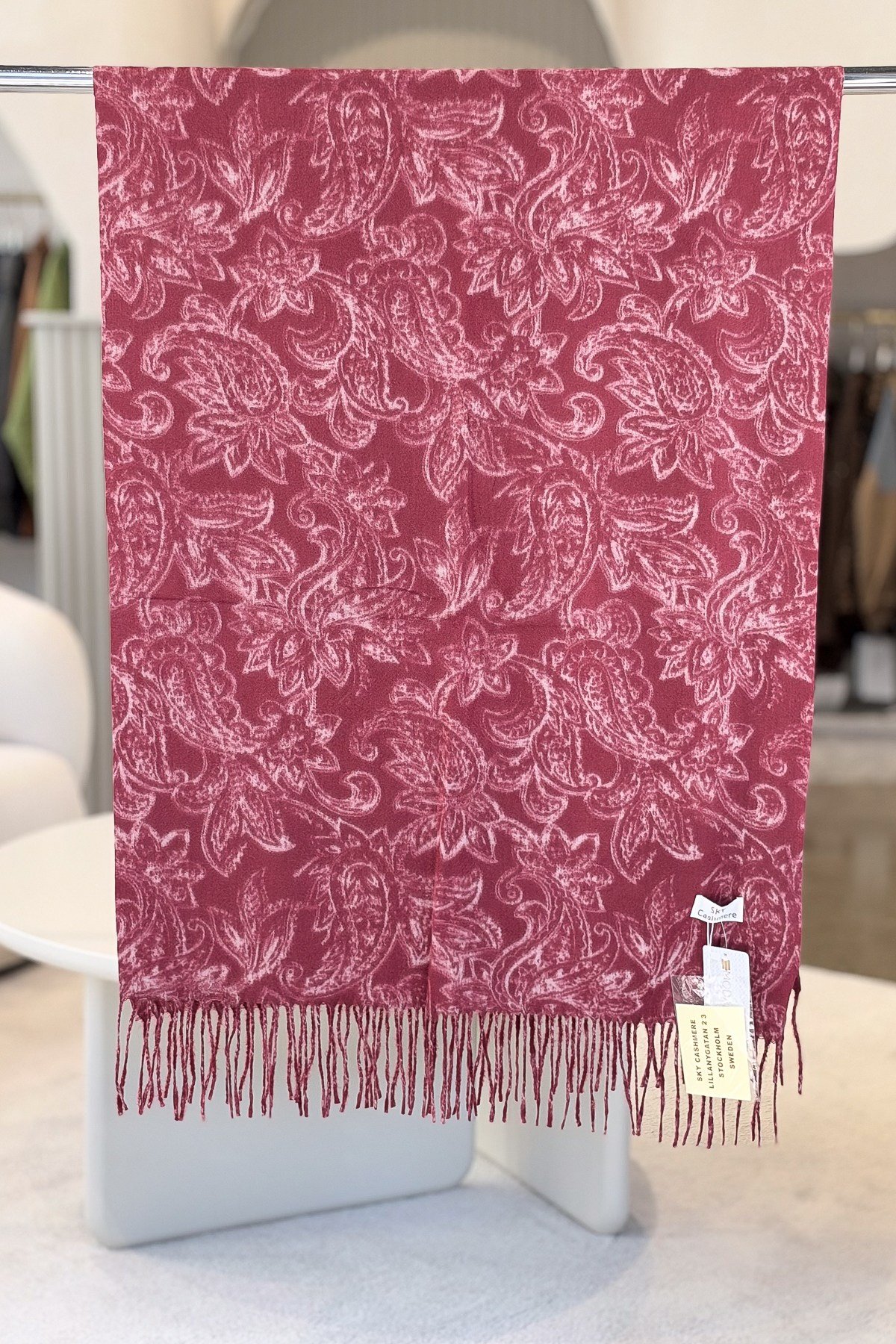 Çiçek Desenli Kaşmir Şal Bordo RenkŞAL & FULAR