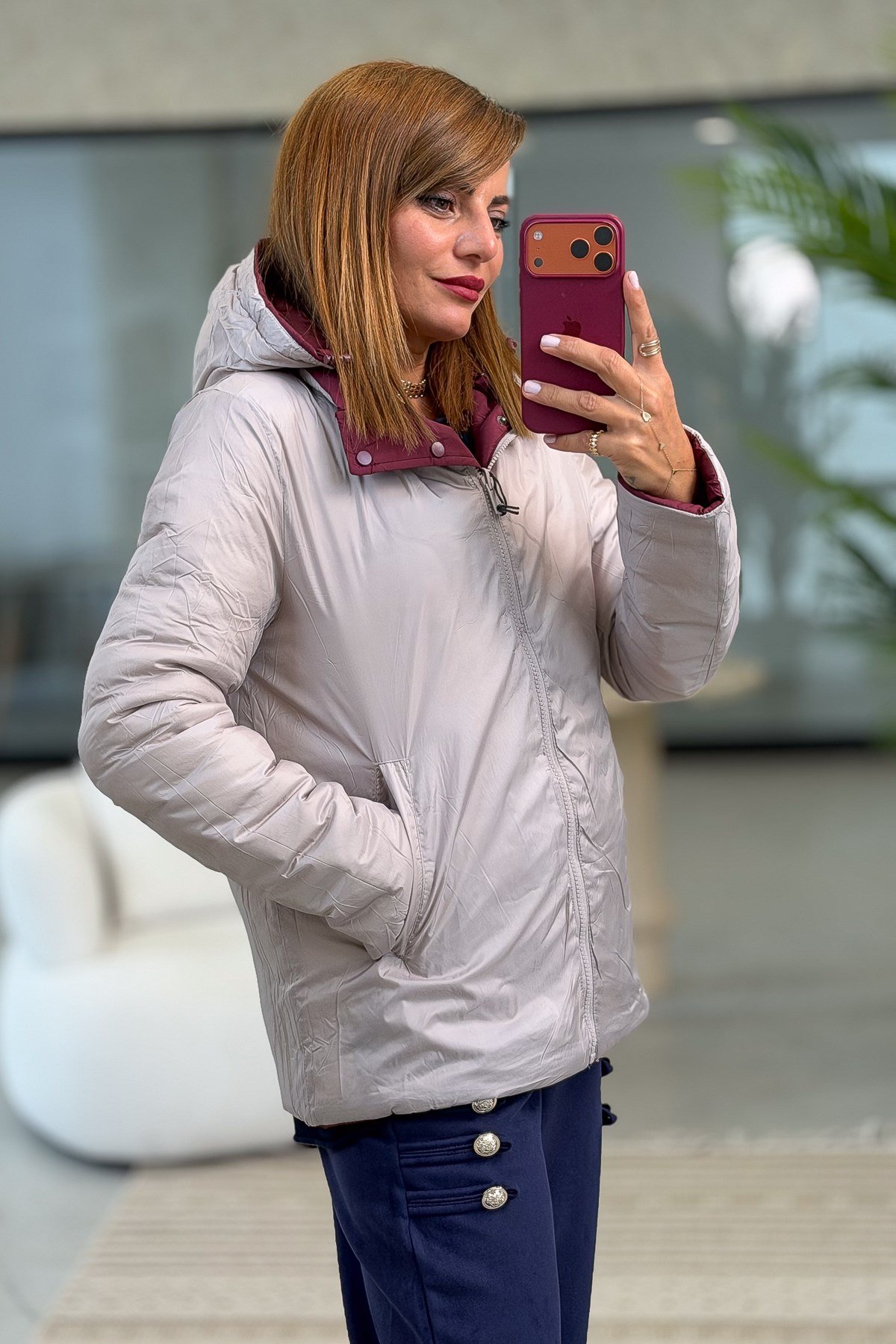 Çift Taraflı Kullanılan Anorak Mont Bordo RenkMONT & KABAN