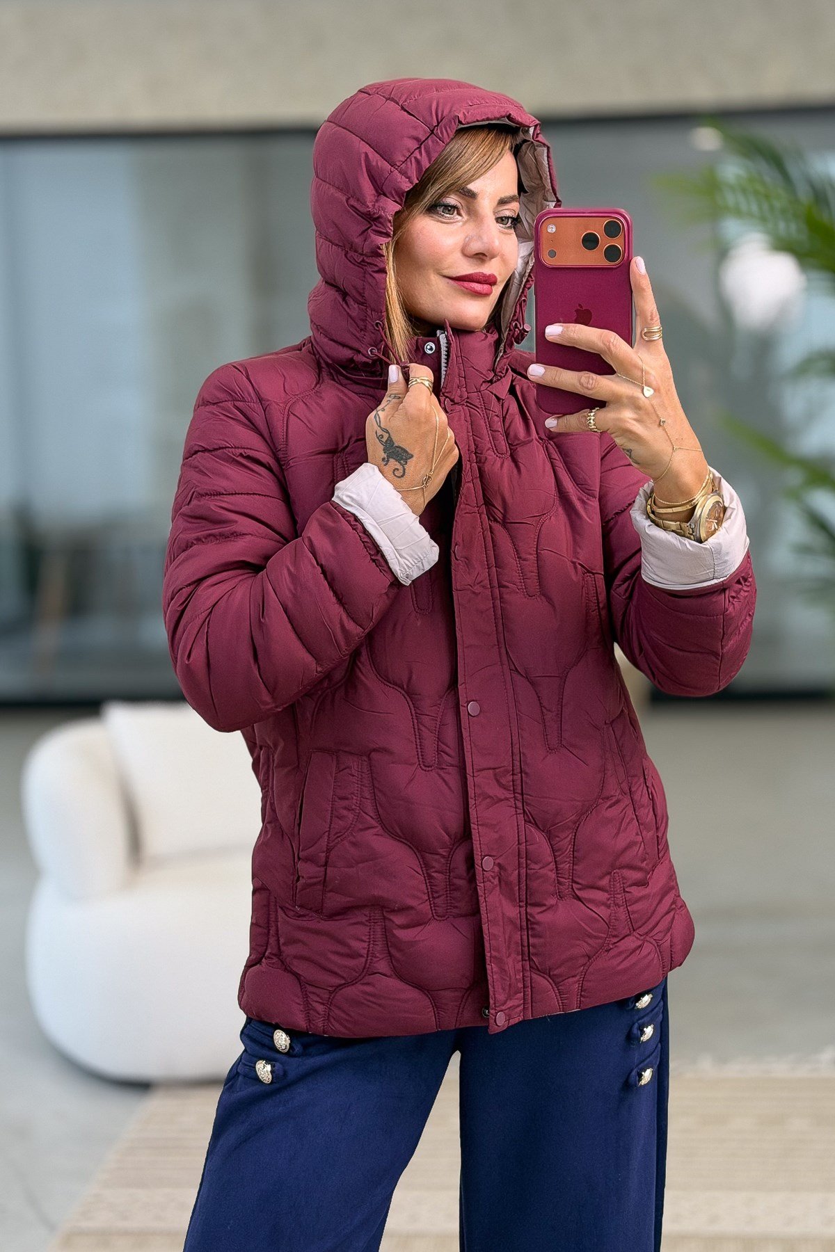 Çift Taraflı Kullanılan Anorak Mont Bordo RenkMONT & KABAN