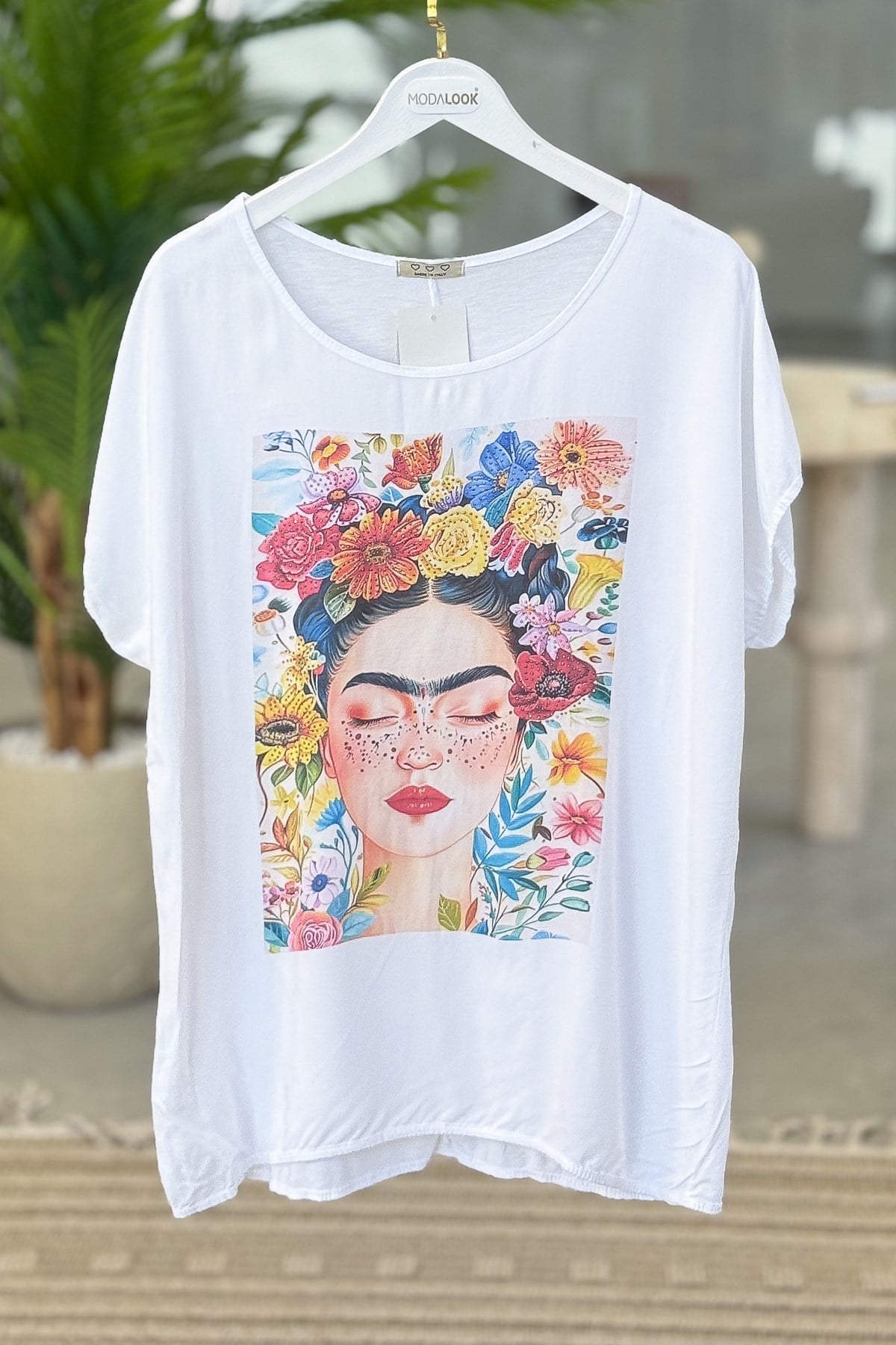 Frida Desenli Viskon Tshirt Sarı RenkBLUZ