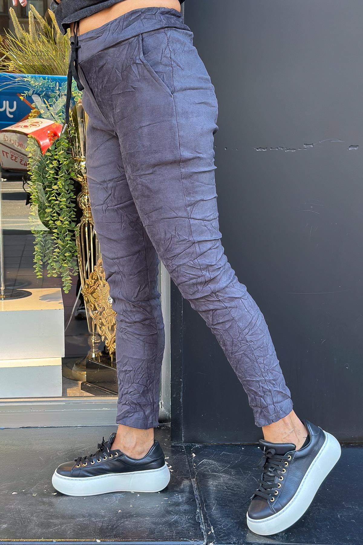 Güderi Düz Basic Pantolon Füme RenkPANTOLON
