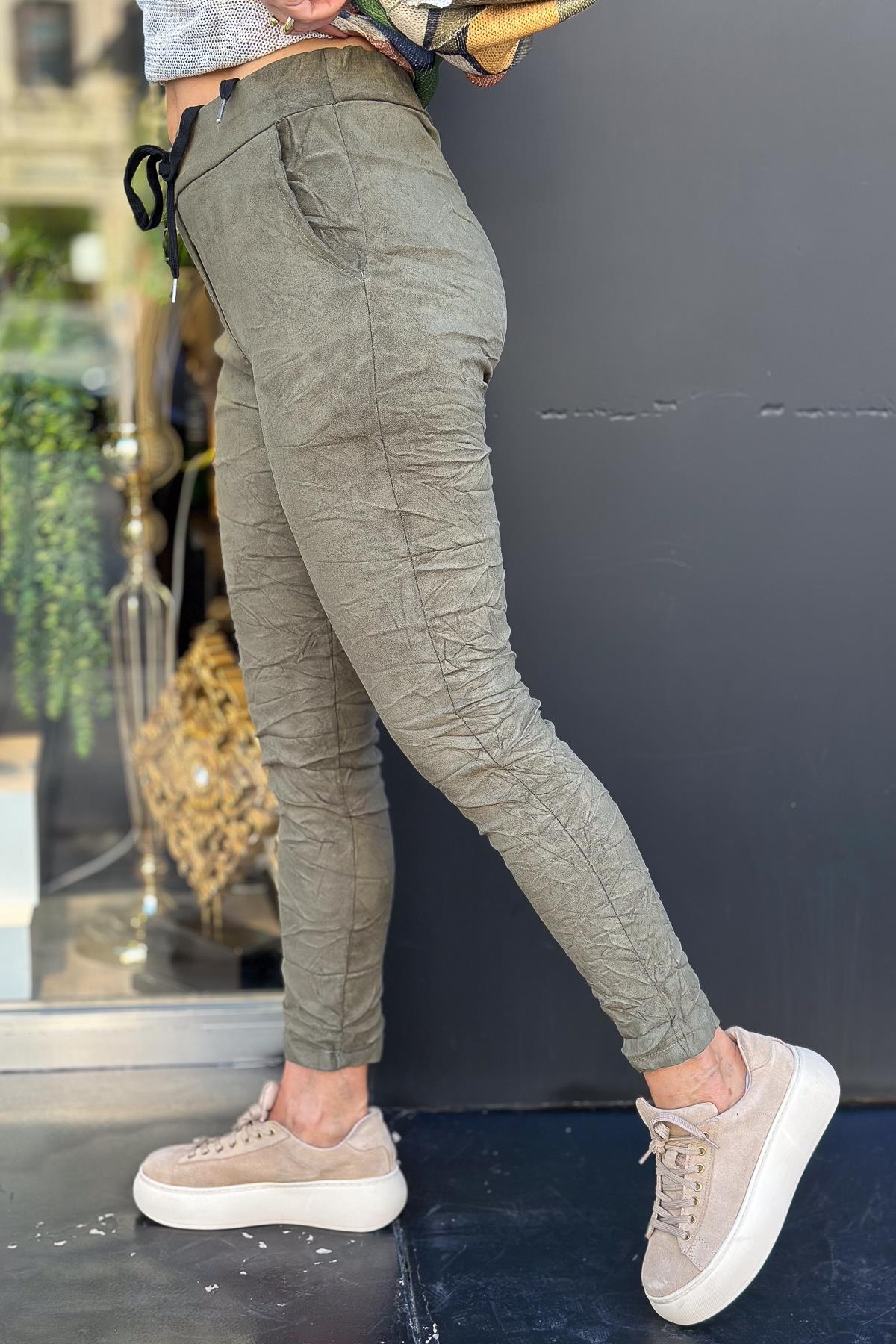 Güderi Düz Basic Pantolon Haki RenkPANTOLON
