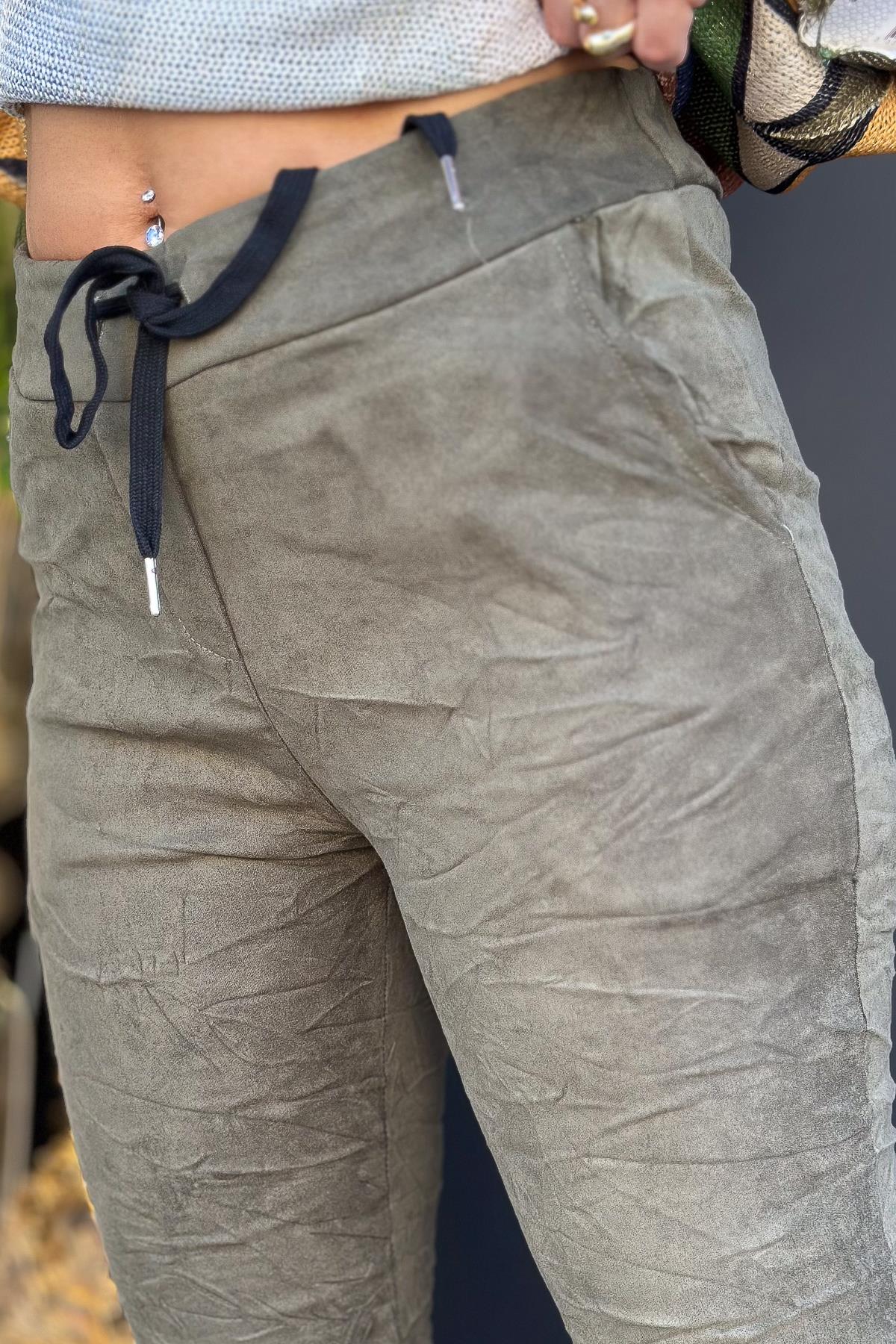 Güderi Düz Basic Pantolon Haki RenkPANTOLON