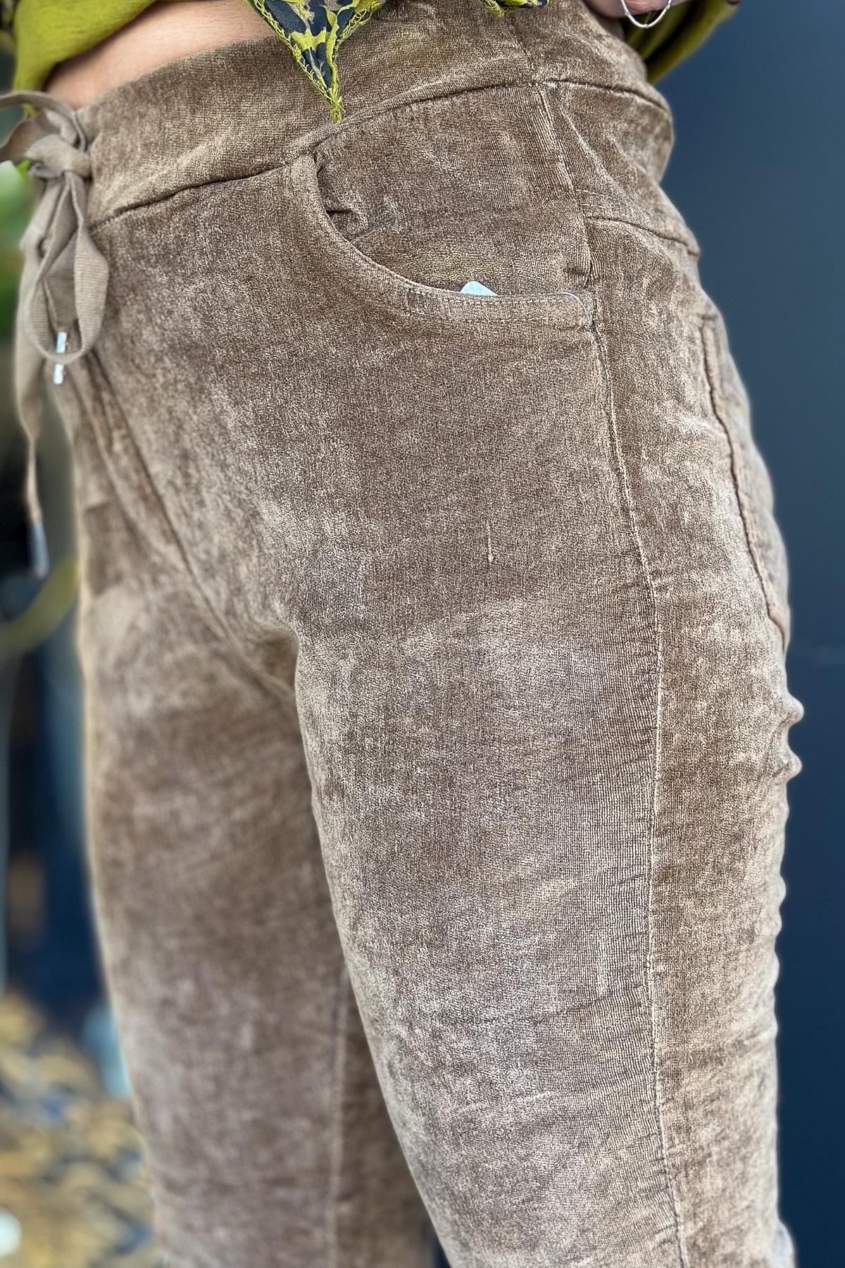 Kadife Likralı Pantolon Camel RenkPANTOLON