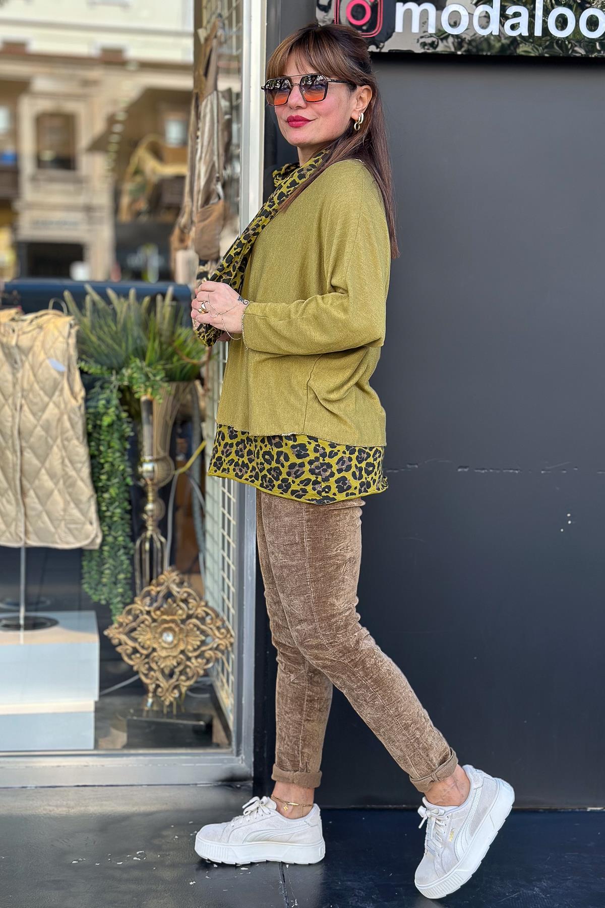 Kadife Likralı Pantolon Camel RenkPANTOLON