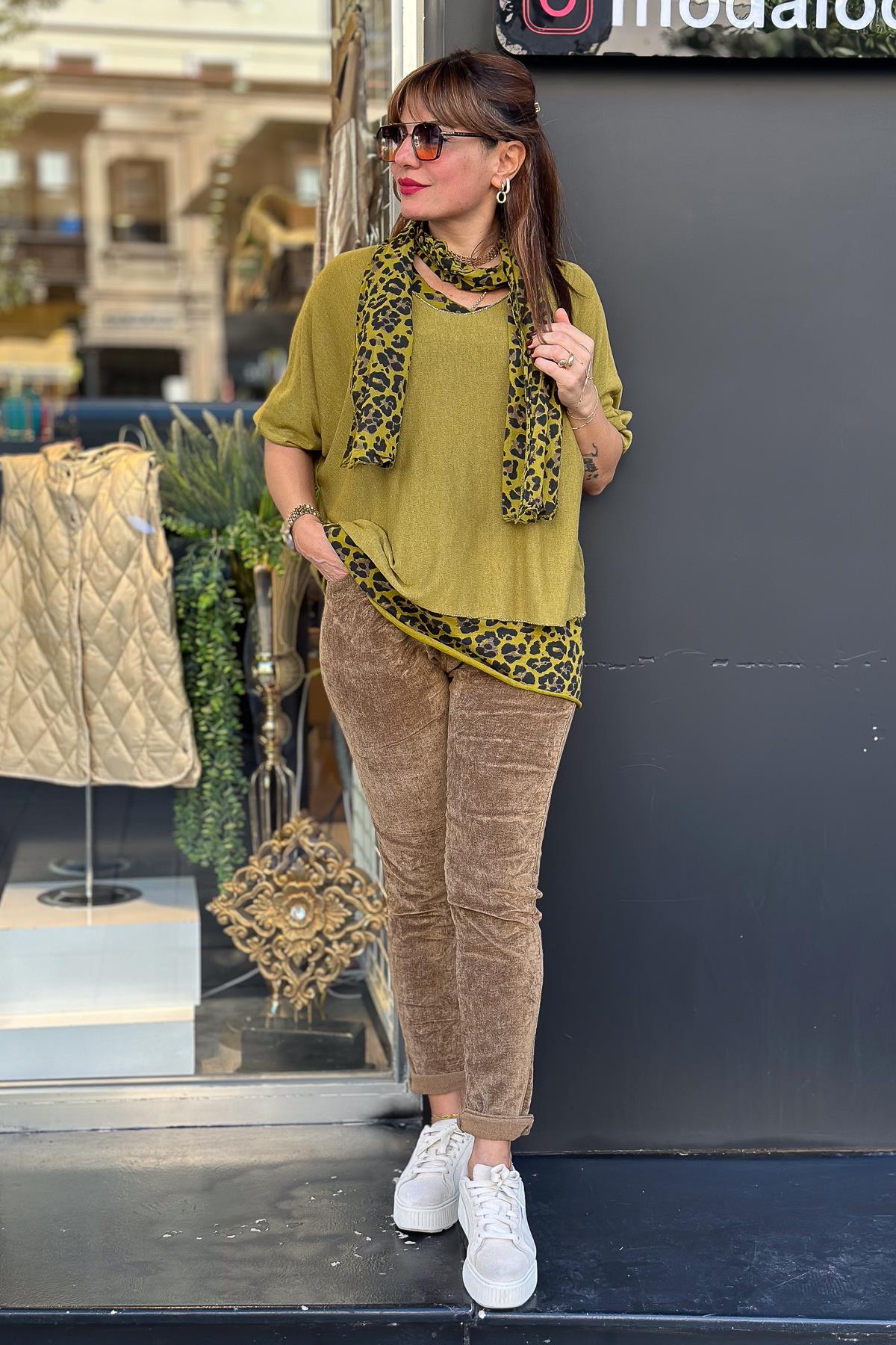 Kadife Likralı Pantolon Camel RenkPANTOLON