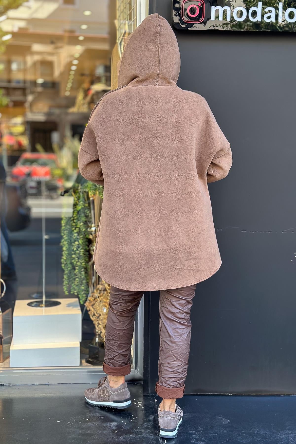 Kapüşonlu Polar Kaban Cappıcıno RenkMONT & KABAN