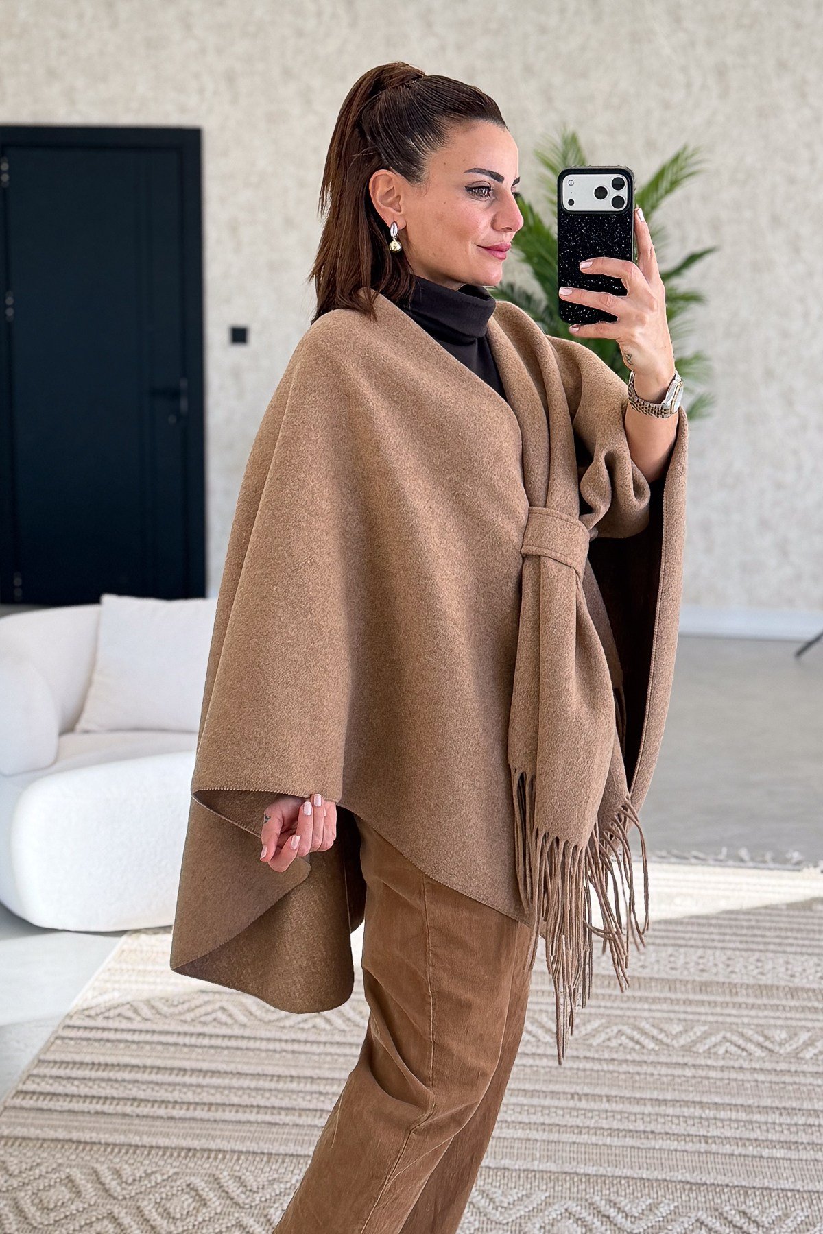 Kaşmir Panço Camel RenkŞAL & FULAR