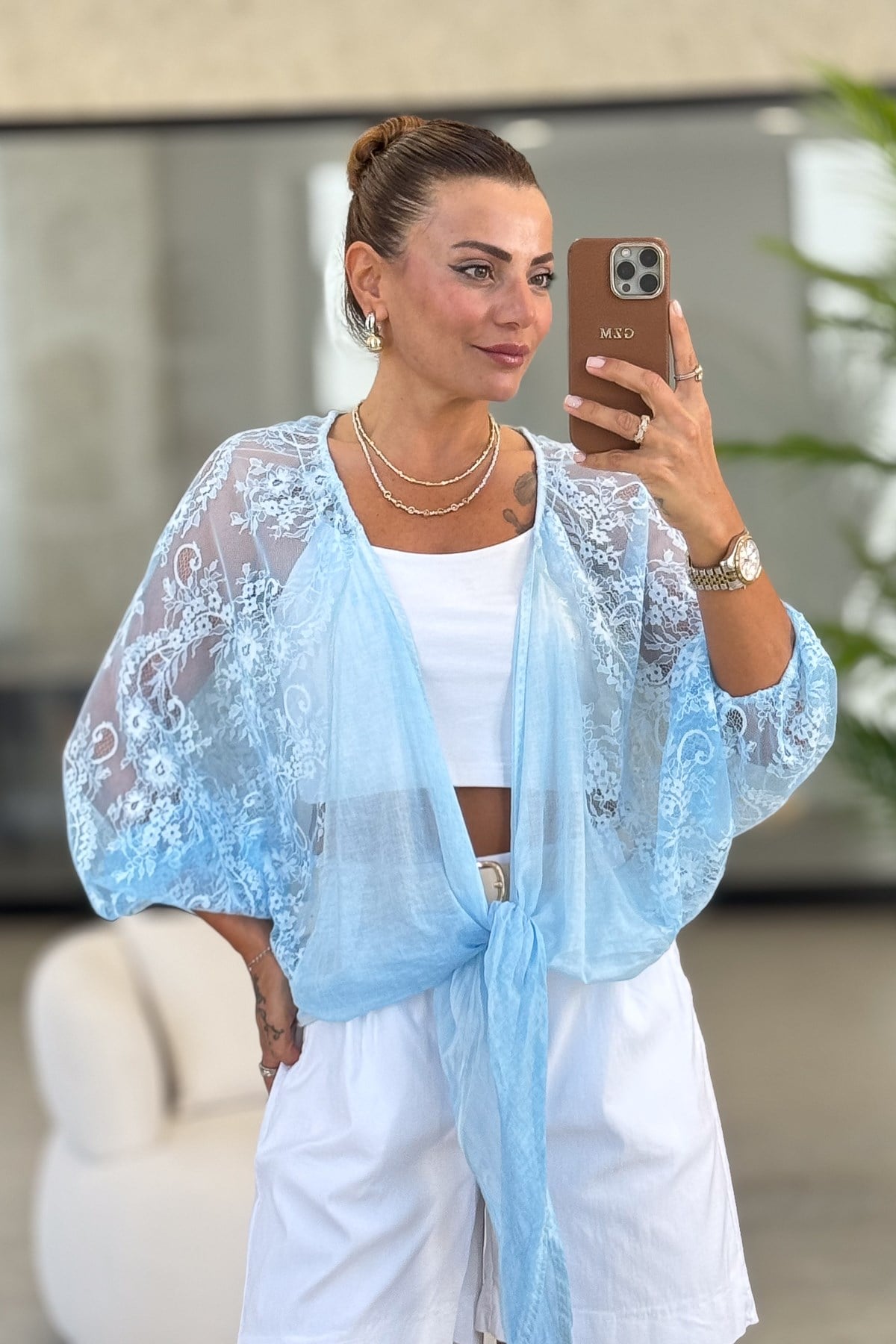 Kolları Dantelli Bolero Bebe Mavi RenkCEKET