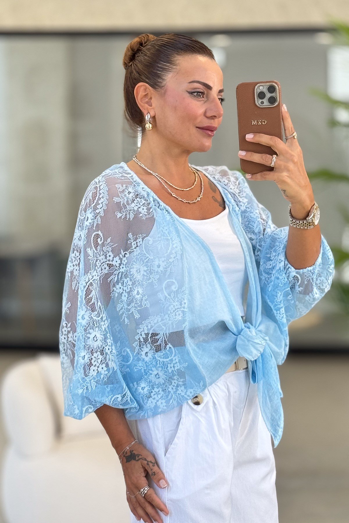 Kolları Dantelli Bolero Bebe Mavi RenkCEKET
