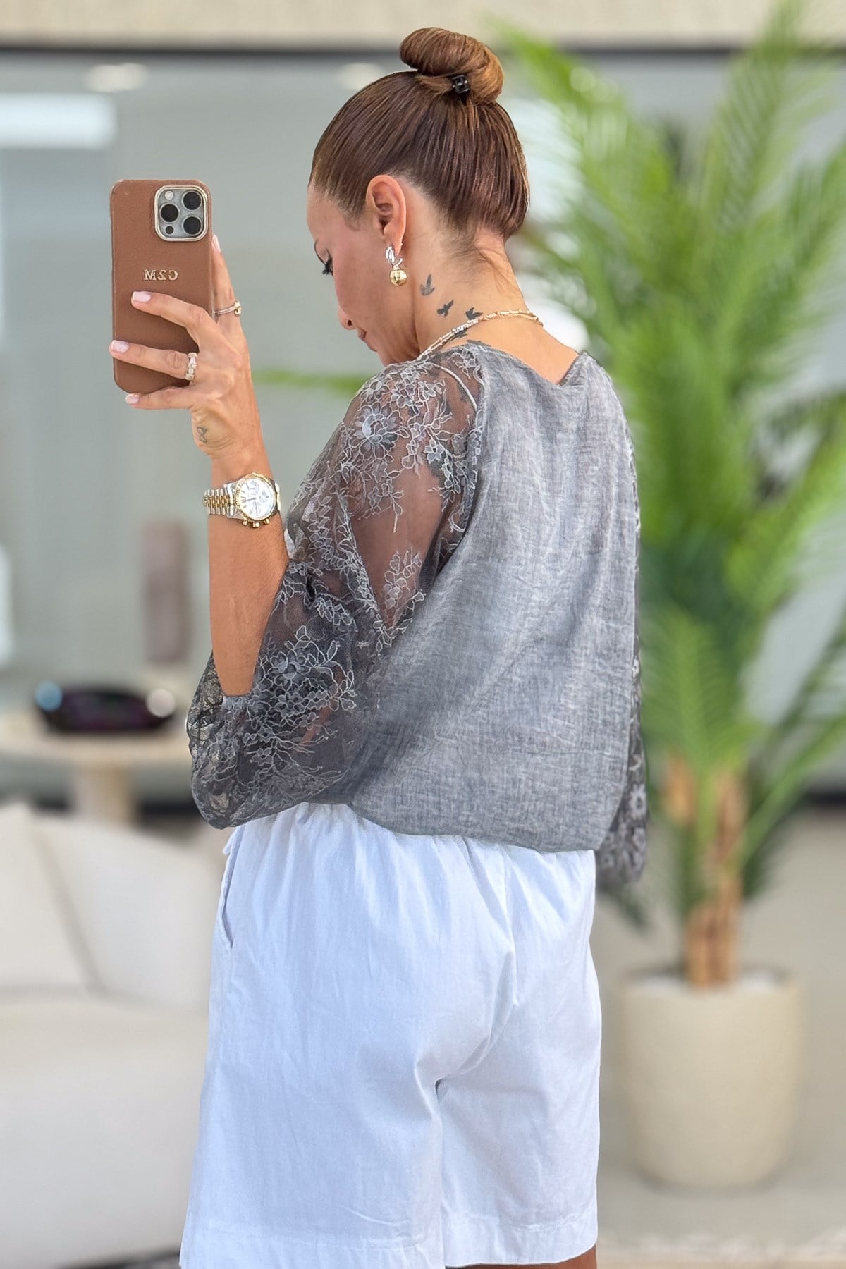 Kolları Dantelli Bolero Füme RenkCEKET
