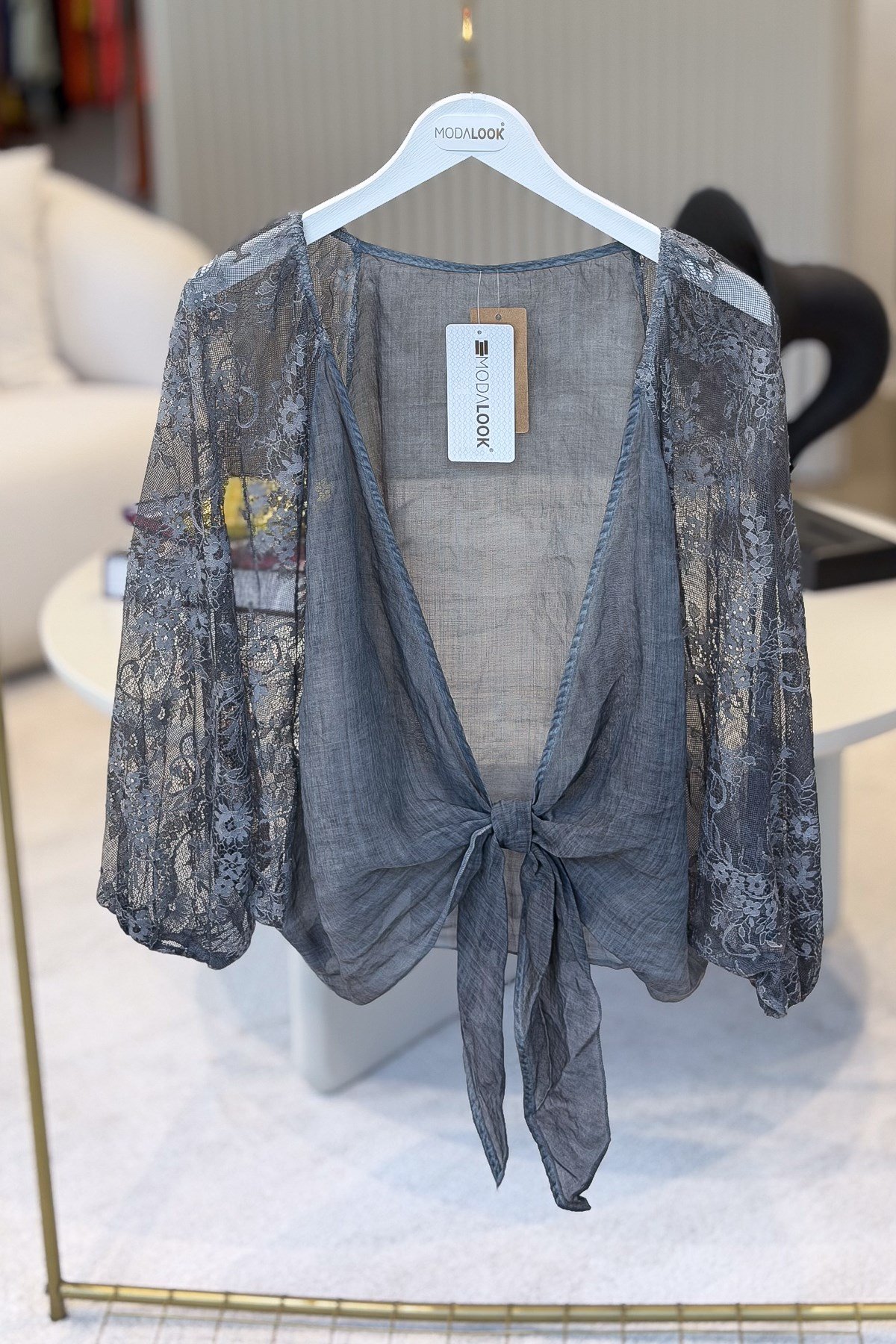 Kolları Dantelli Bolero Füme RenkCEKET